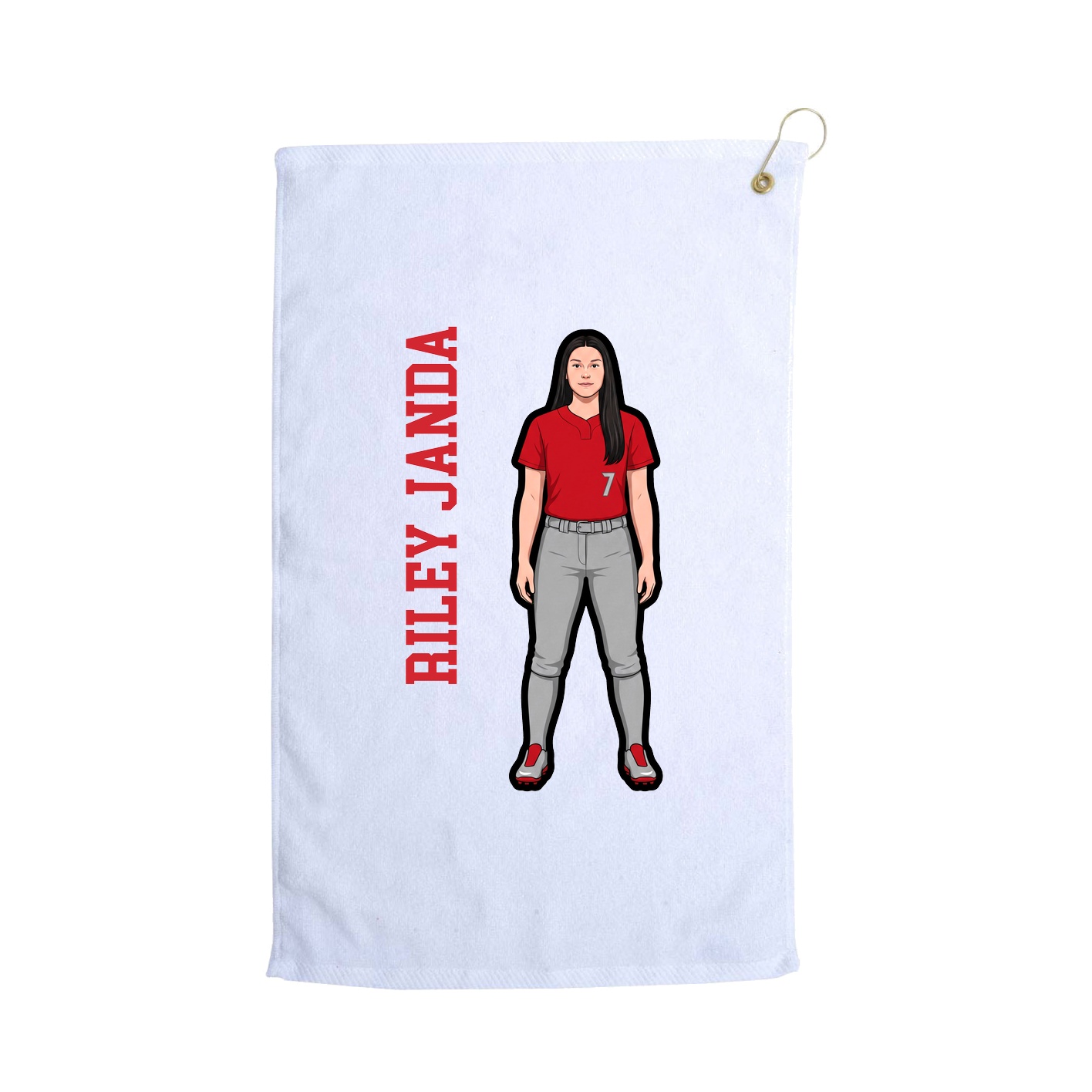 Golf Towel — Name Vertical in White