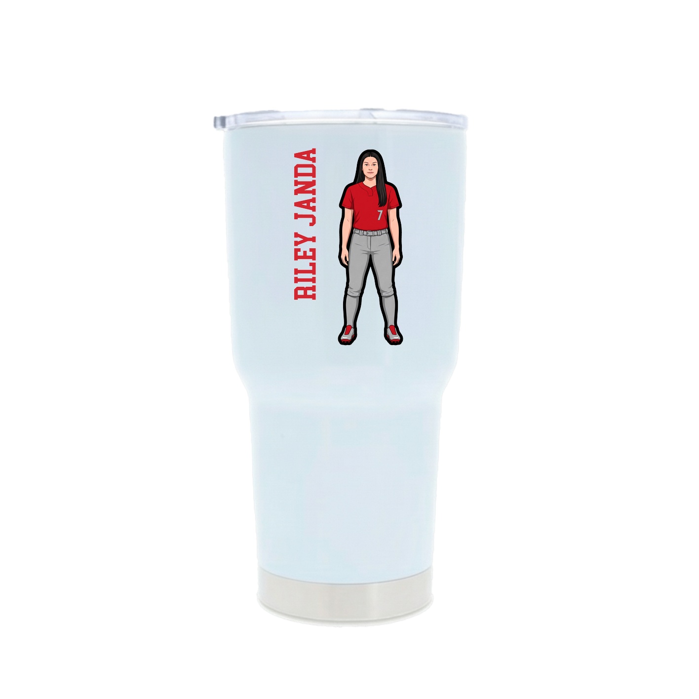 30oz Stainless Steel Tumbler — Name Vertical in White