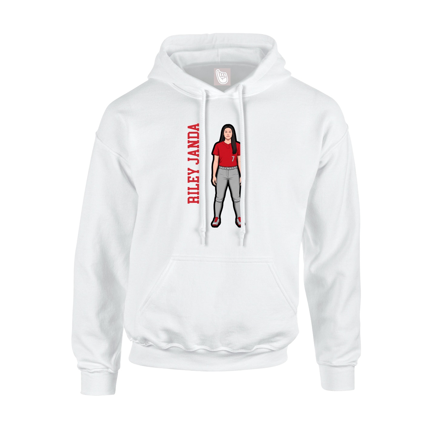 Youth Hoodie — Name Vertical in White