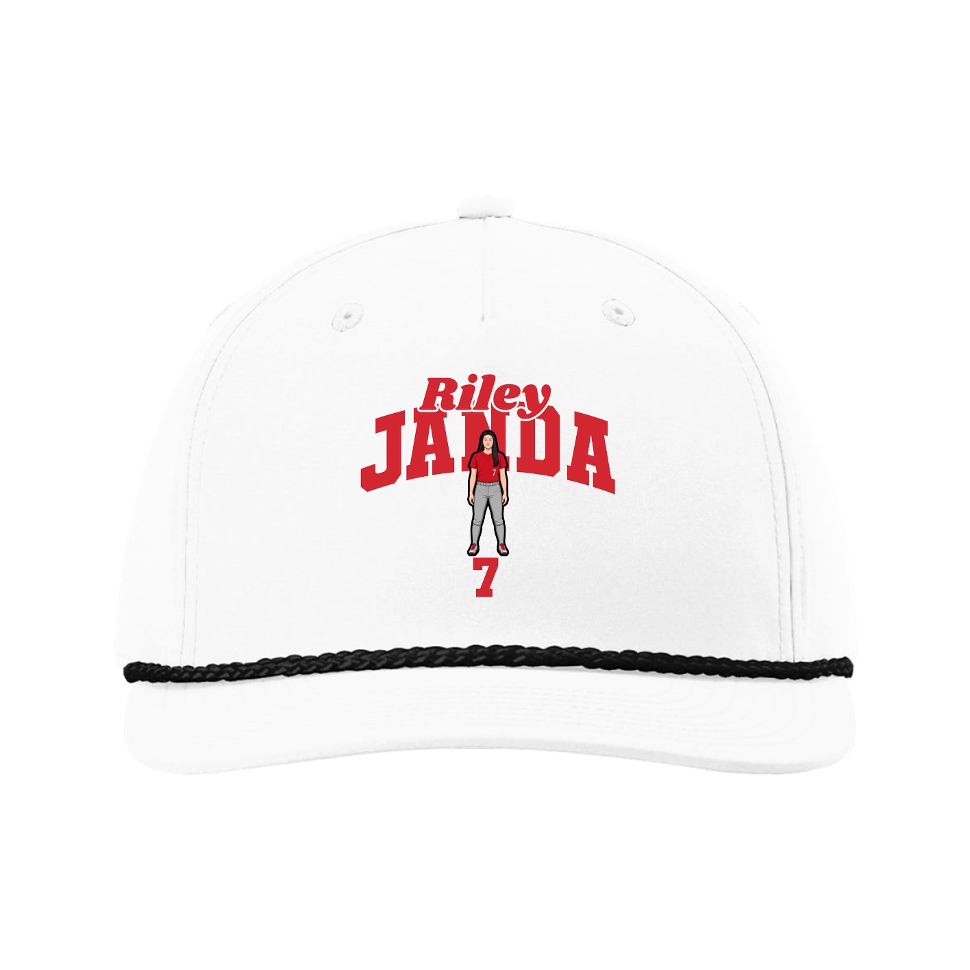 Five-Panel Classic Rope Cap — Signature Arch in White