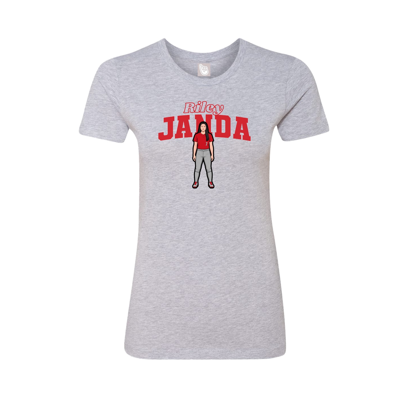 Fitted Women's Tee — Name Arch in Grey
