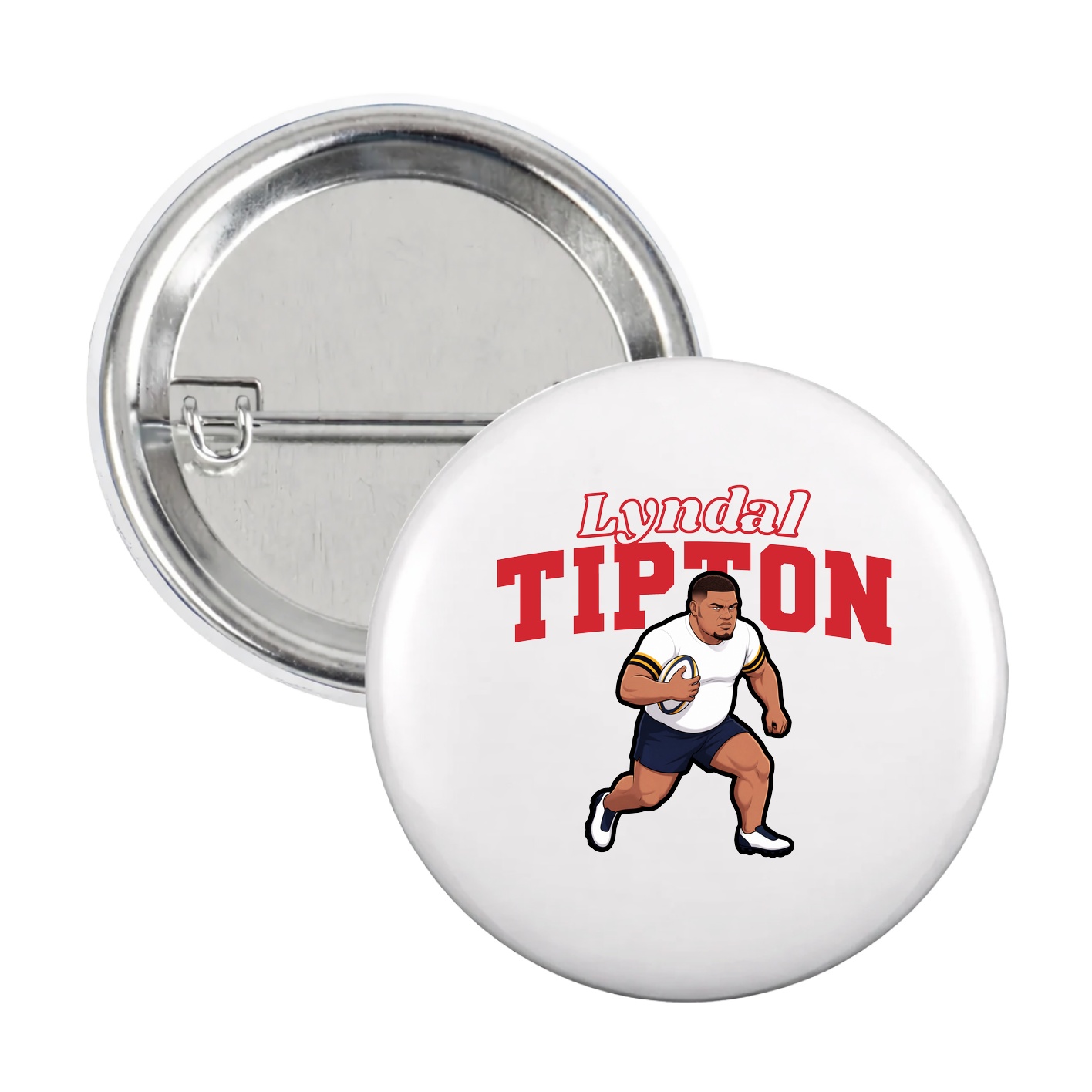 Game Day Button — Name Arch in White