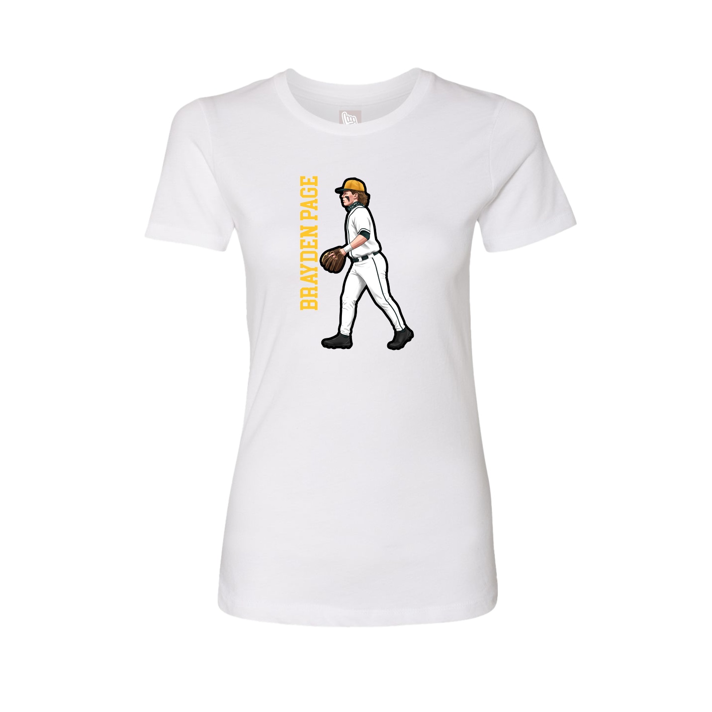 Womens Tee — Name Vertical in White