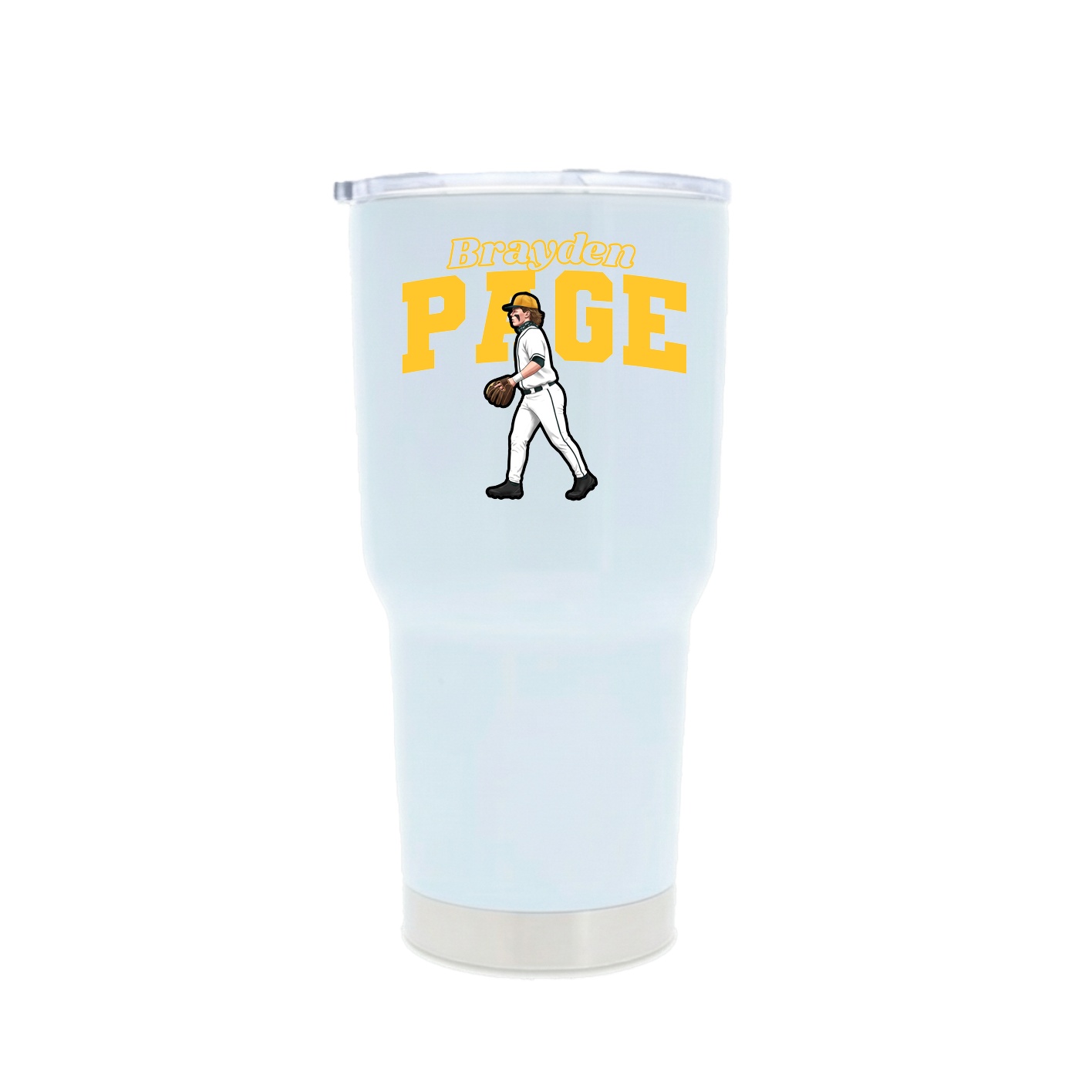 30oz Stainless Steel Tumbler — Name Arch in White