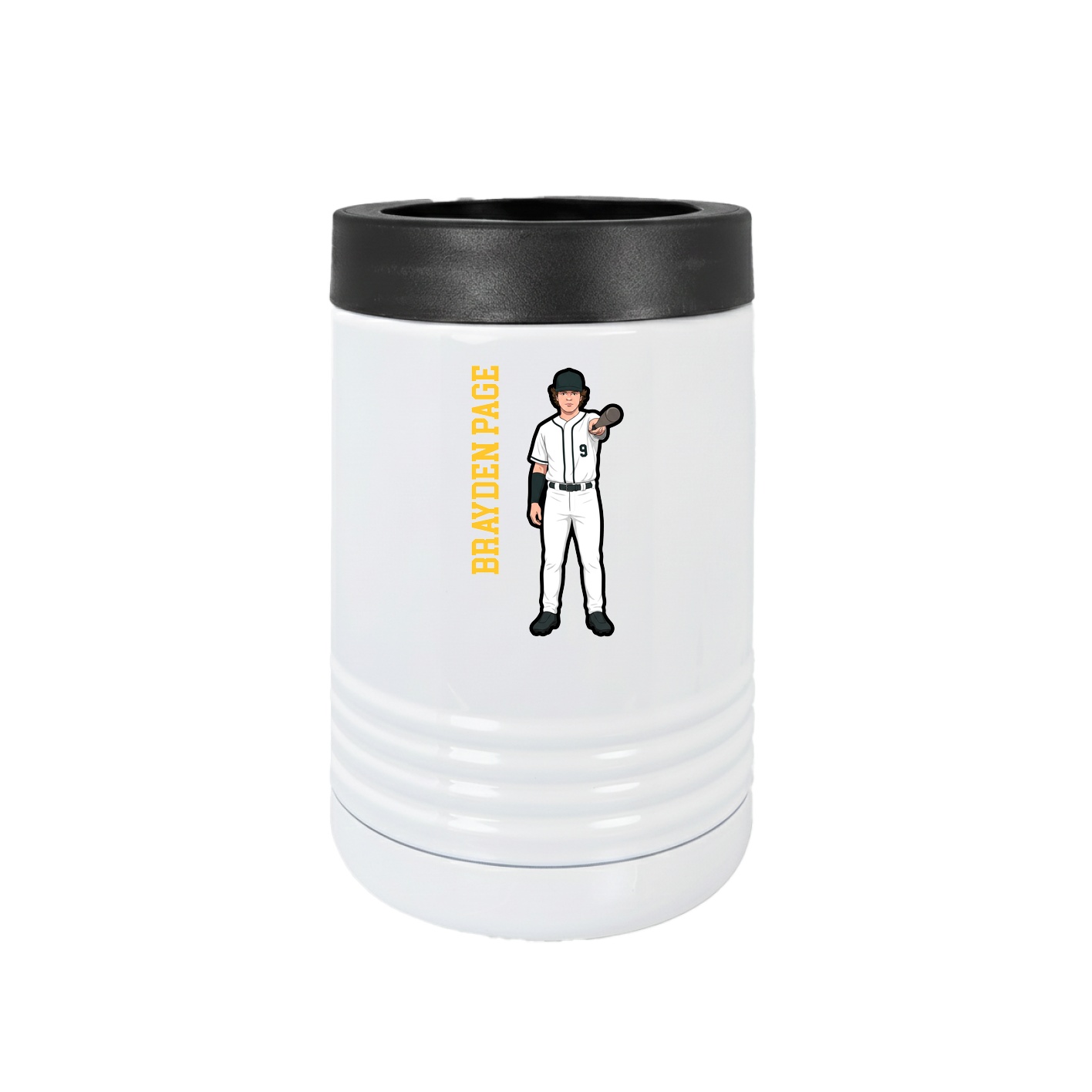 Beverage Holder — Name Vertical in White