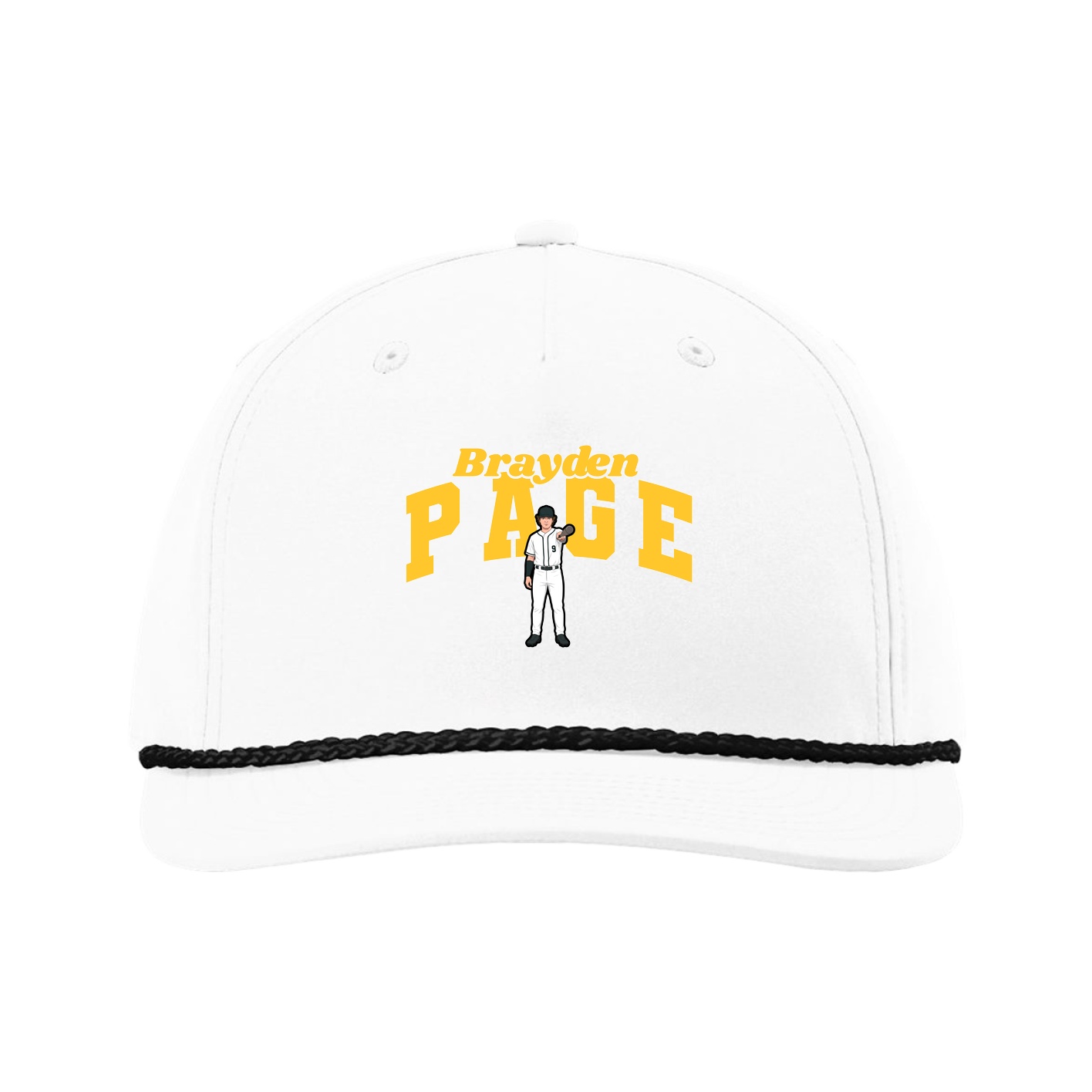 Five-Panel Classic Rope Cap — Signature Arch in White
