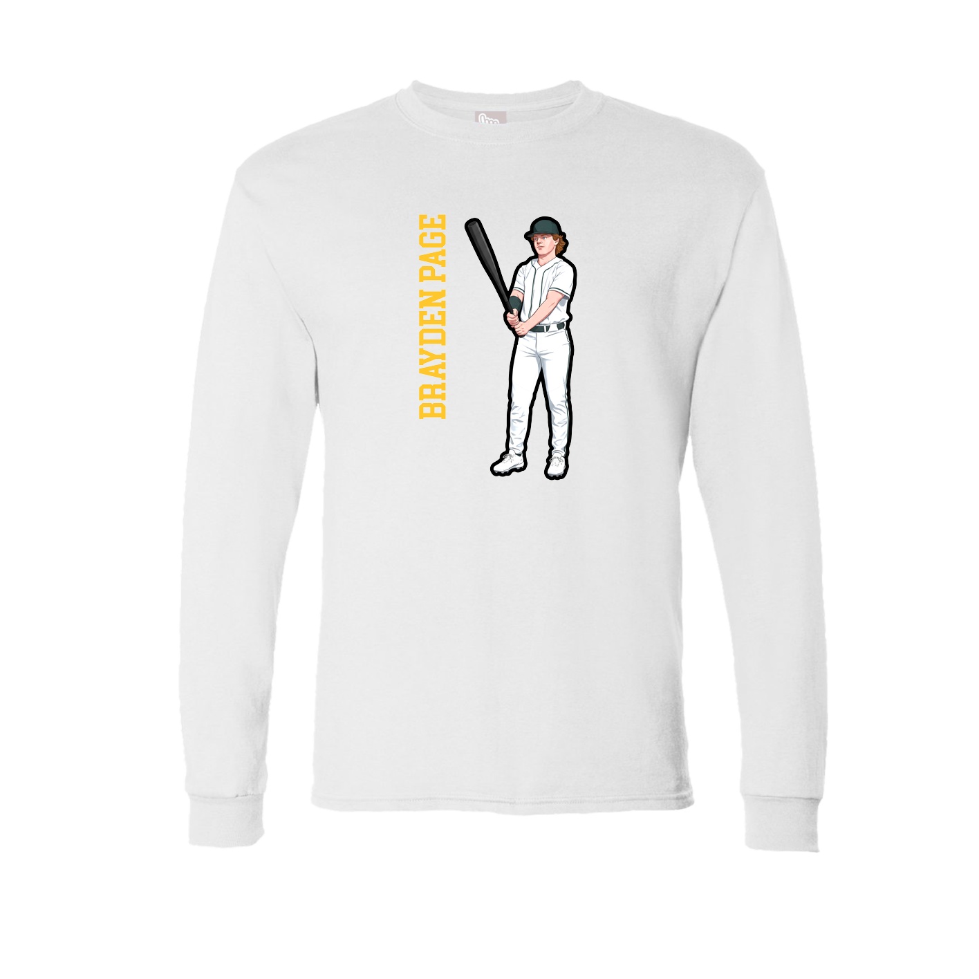 Long Sleeve Tee — Name Vertical in White