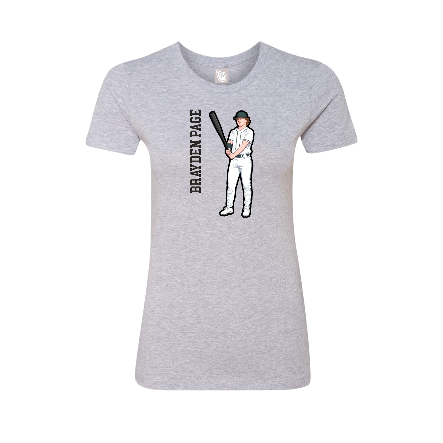 Fitted Women's Tee — Name Vertical in Grey