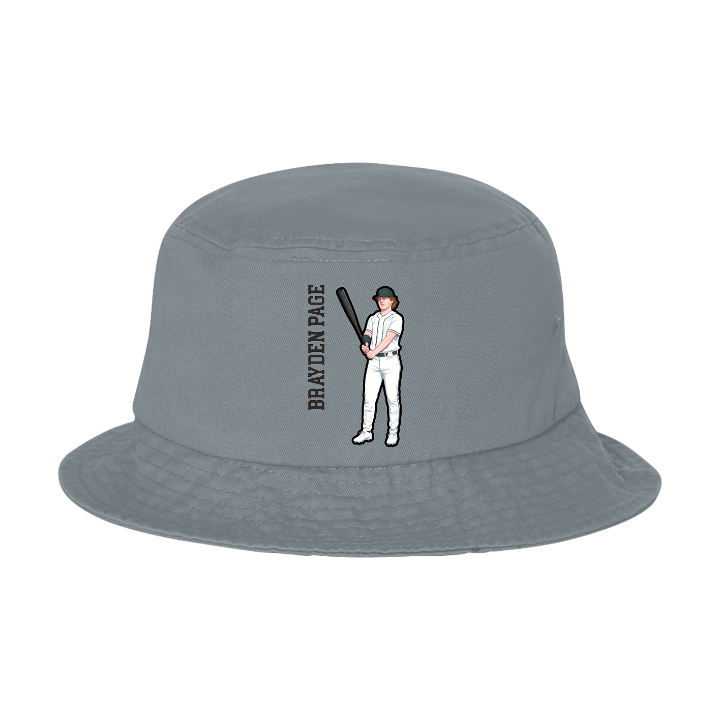 Bucket Cap — Name Vertical in Grey