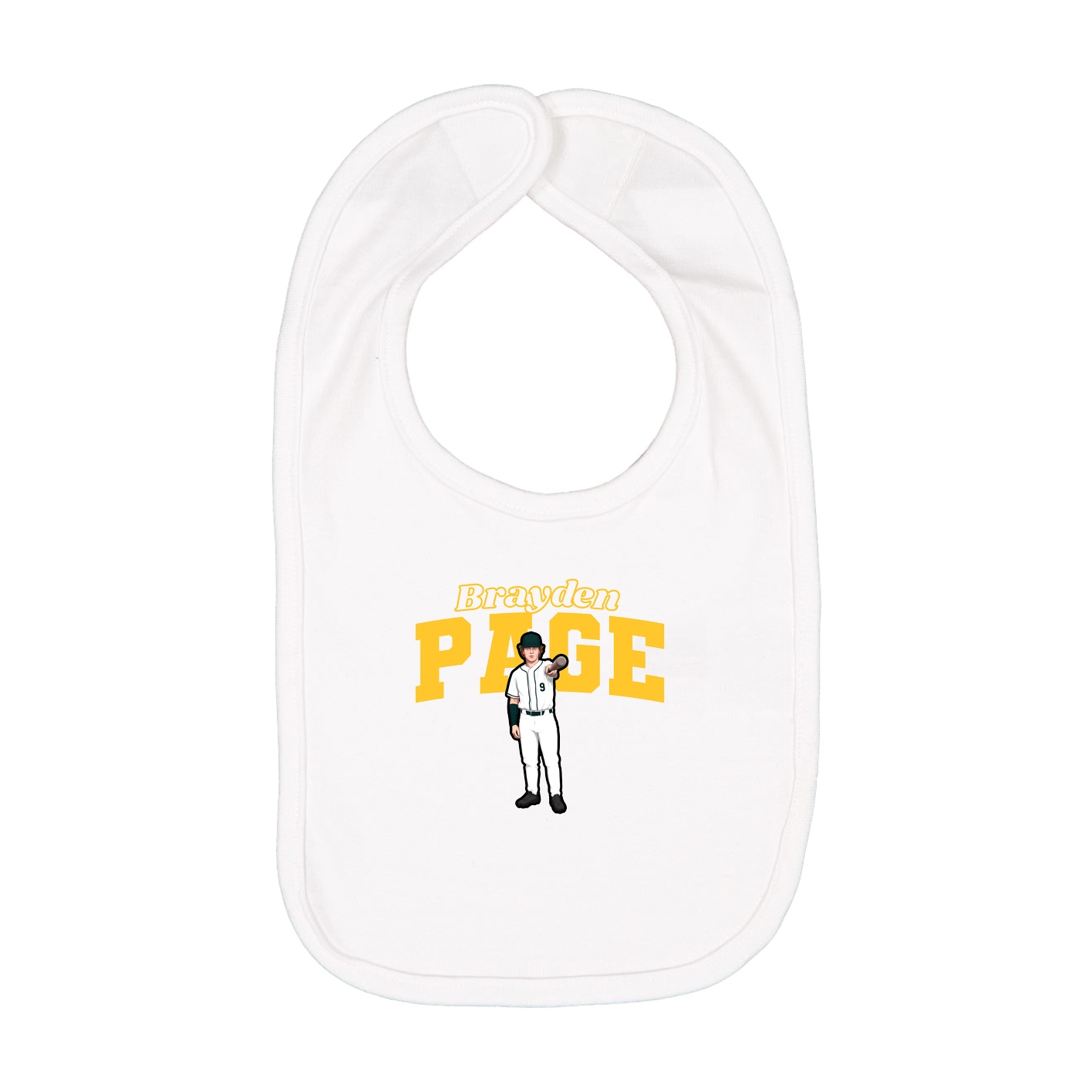 Infant Bib — Name Arch in White