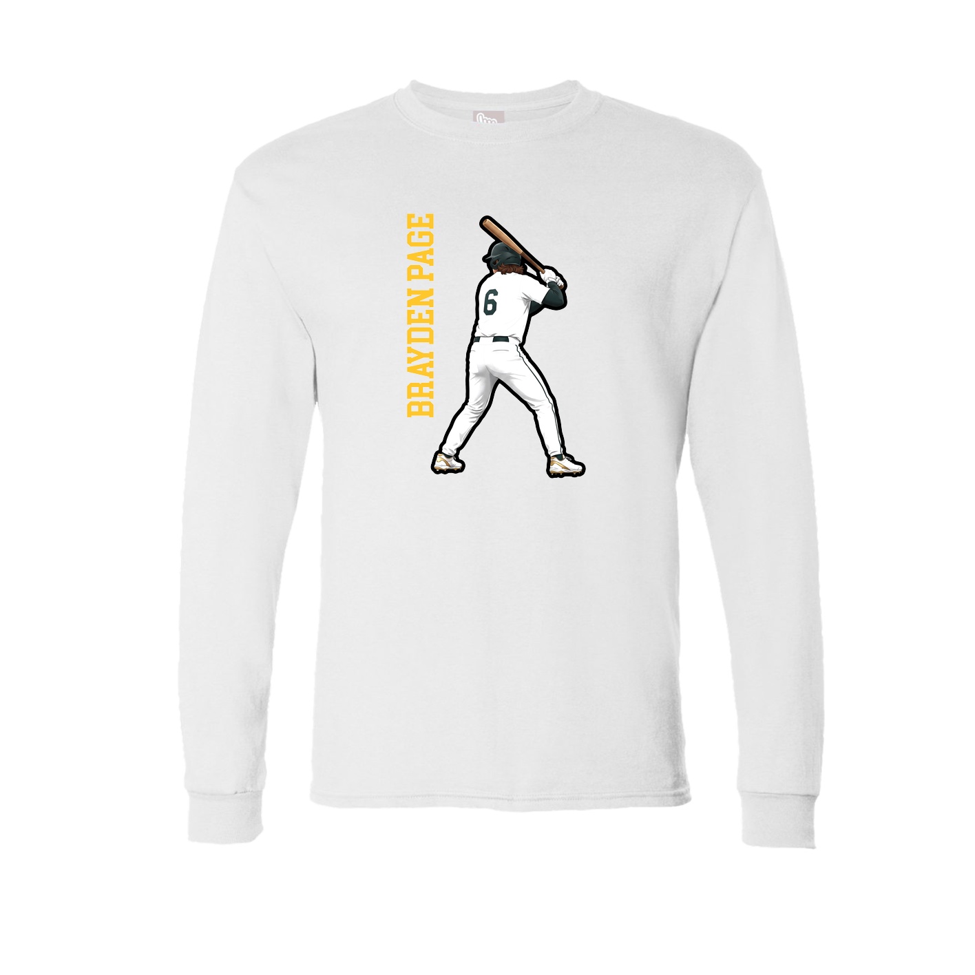 Long Sleeve Tee — Name Vertical in White