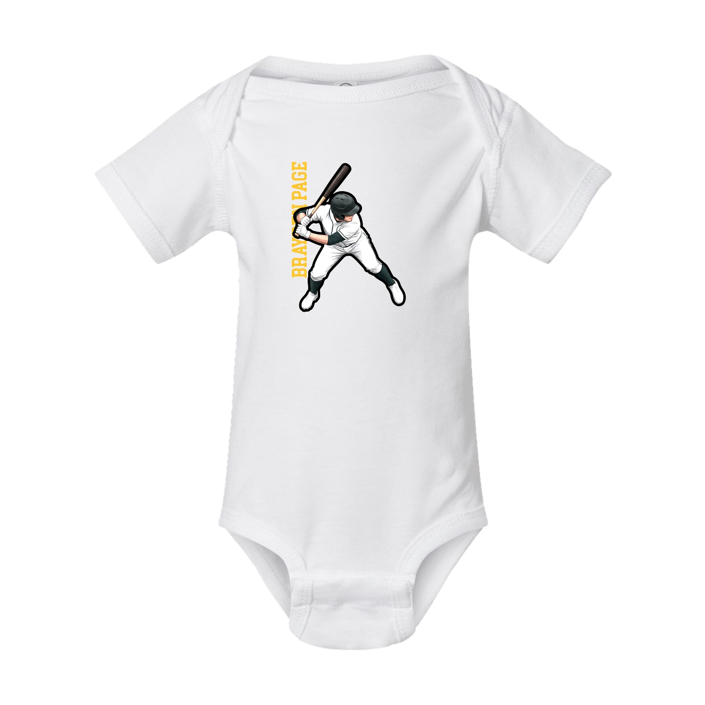 Baby Onesie — Name Vertical in White