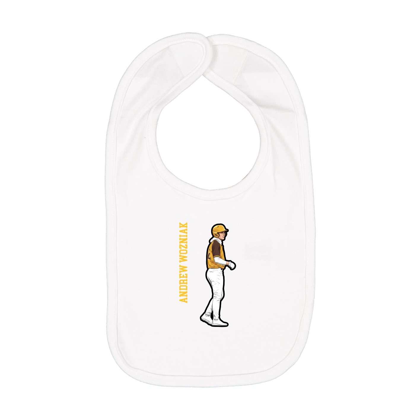 Infant Bib — Name Vertical in White