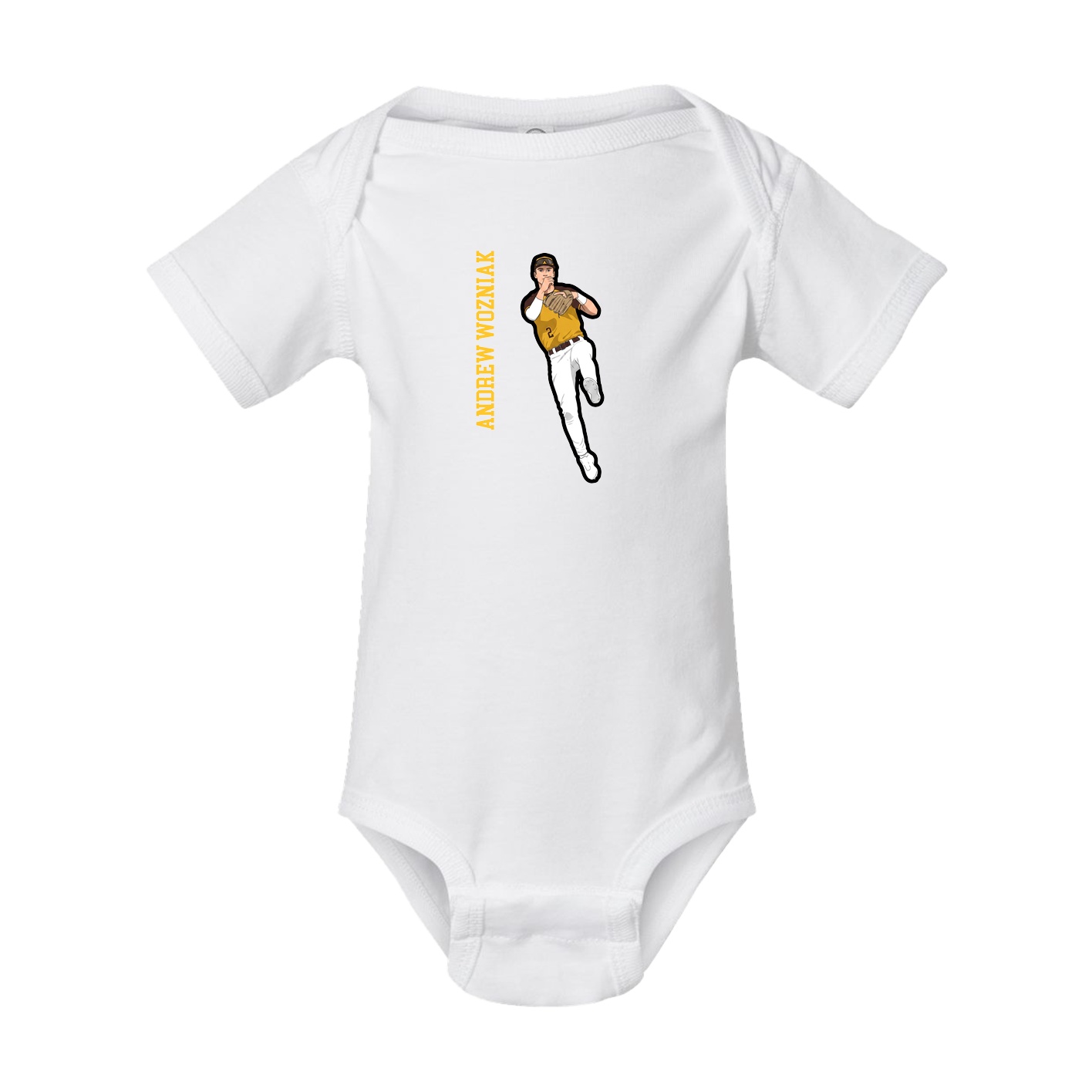 Baby Onesie — Name Vertical in White