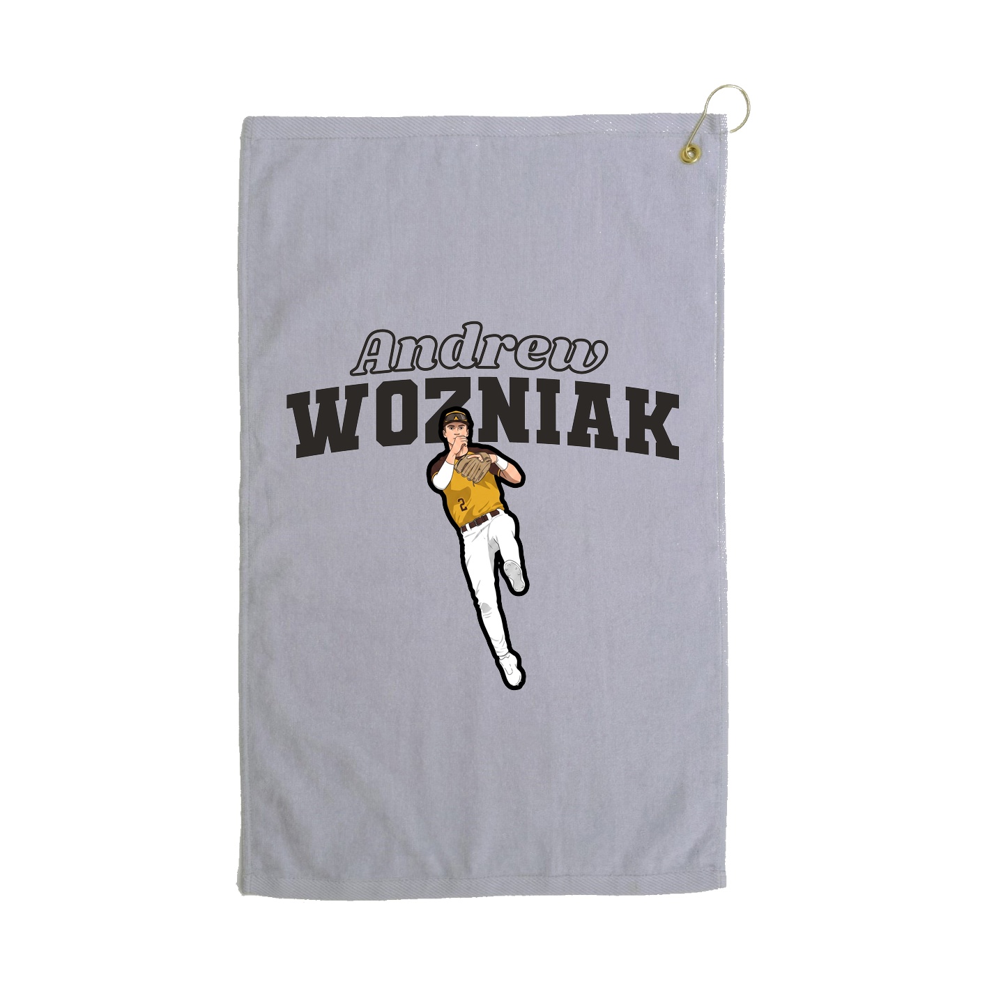 Golf Towel — Name Arch in Grey