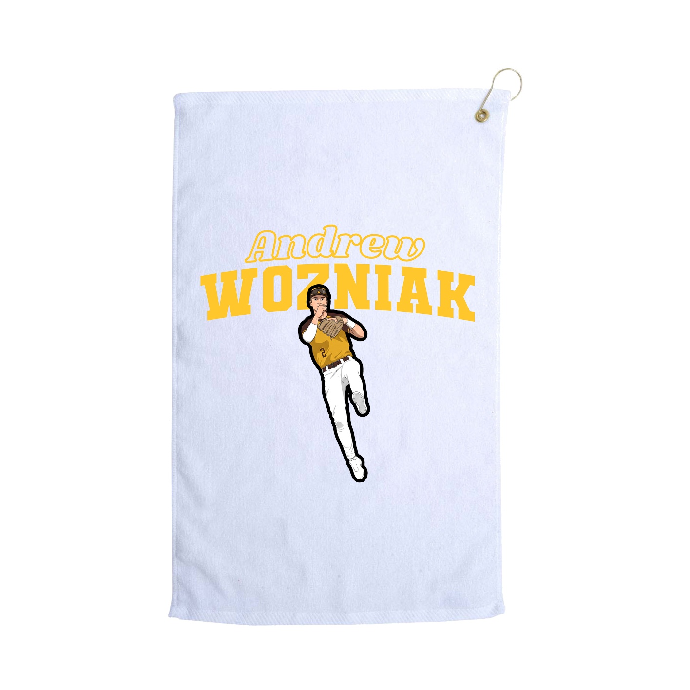 Golf Towel — Name Arch in White