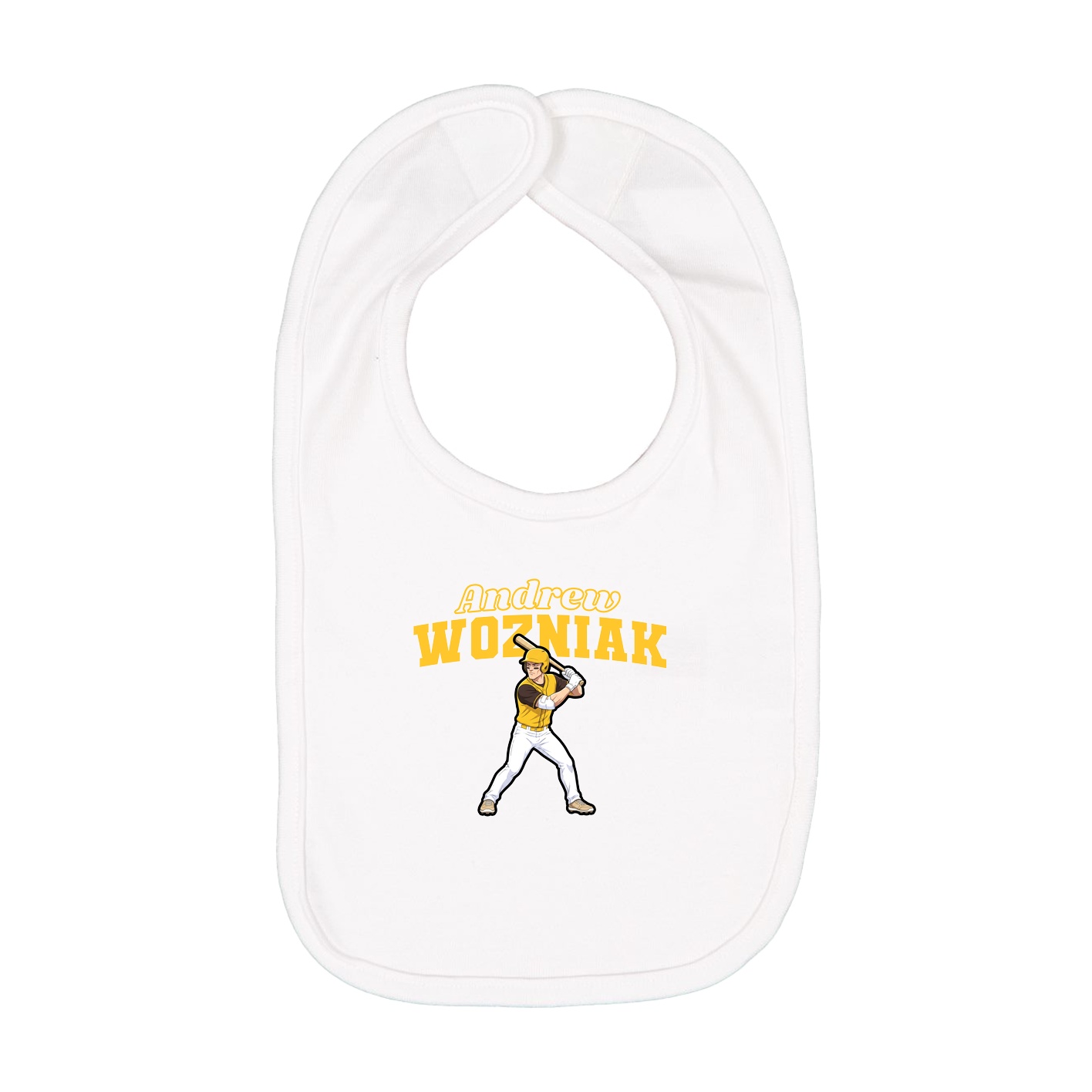 Infant Bib — Name Arch in White