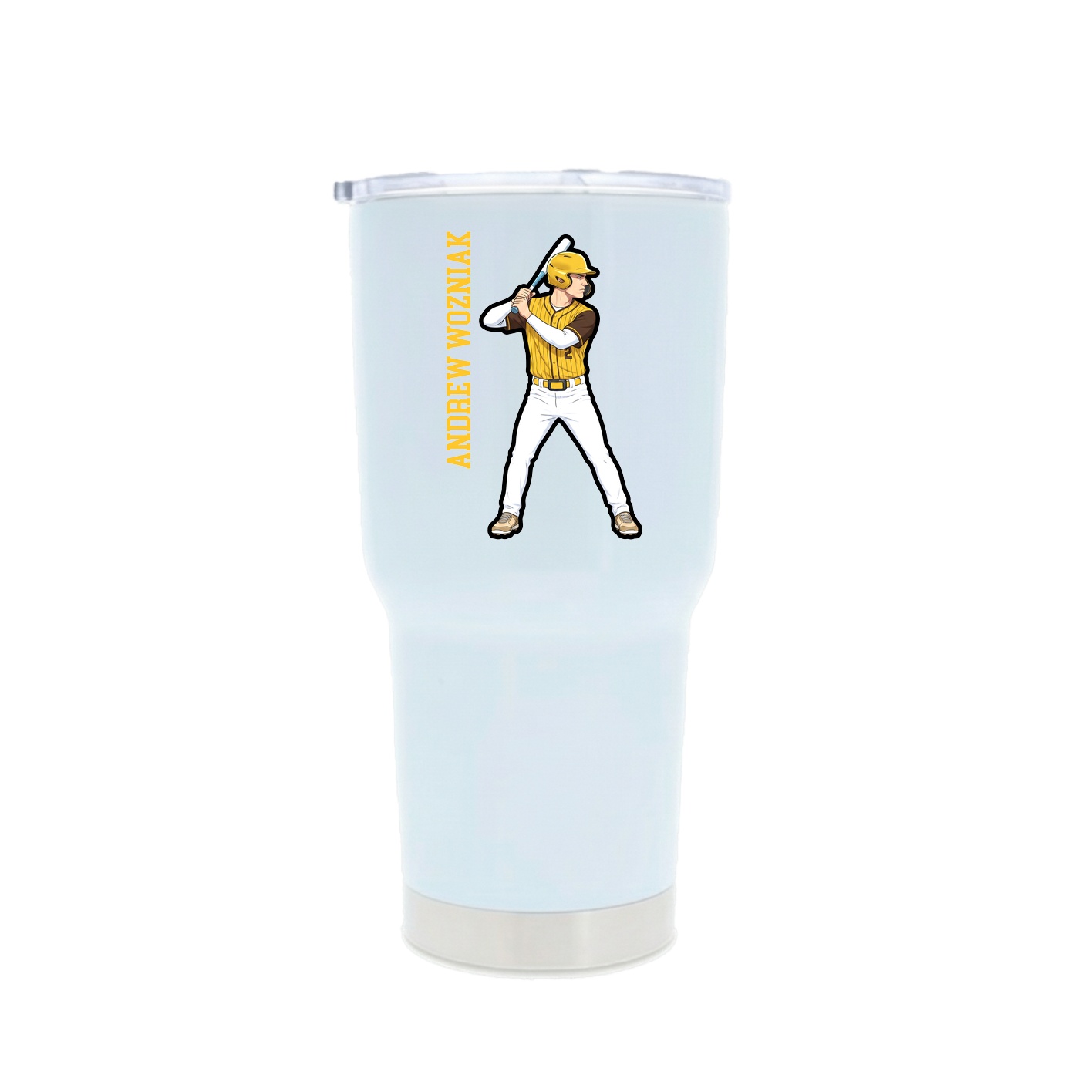 30oz Stainless Steel Tumbler — Name Vertical in White