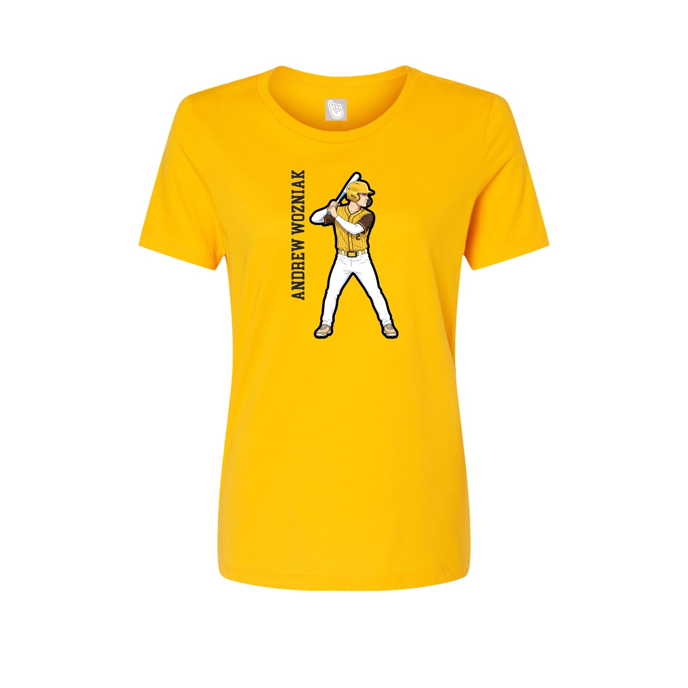 Womens Tee — Name Vertical in Gold