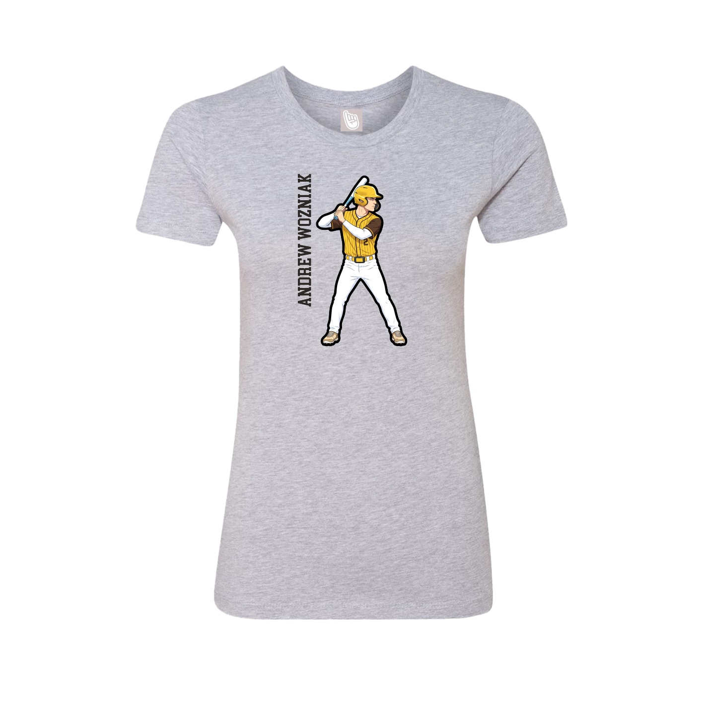 Womens Tee — Name Vertical in Grey
