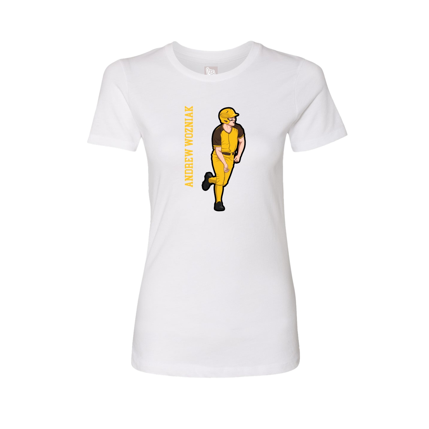 Womens Tee — Name Vertical in White