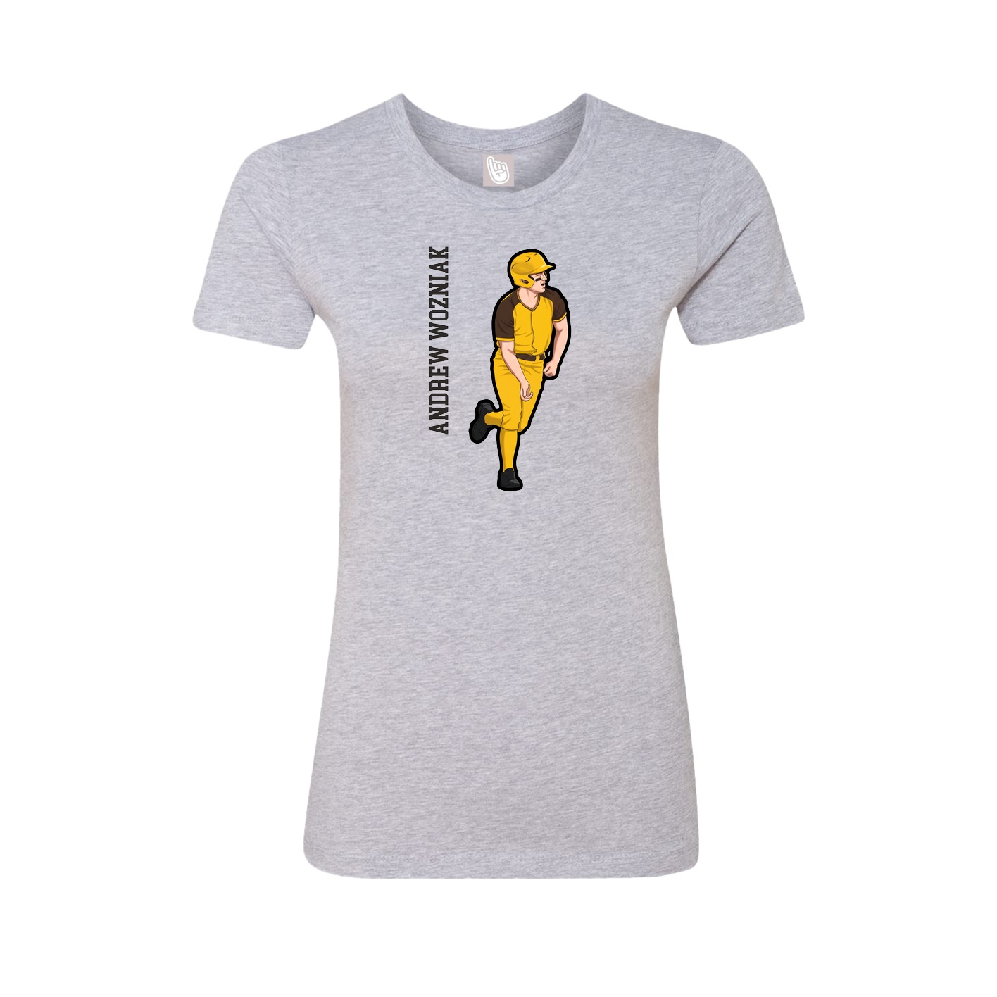Womens Tee — Name Vertical in Grey