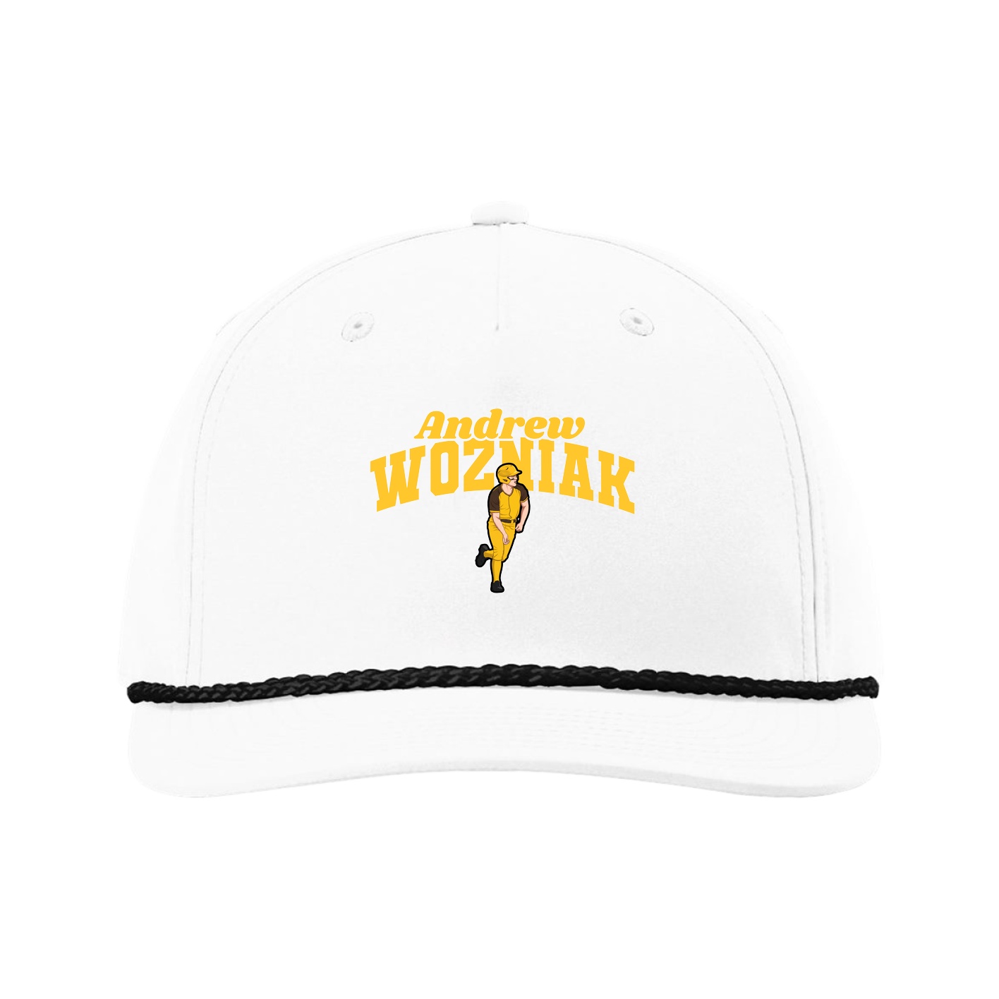 Five-Panel Classic Rope Cap — Signature Arch in White