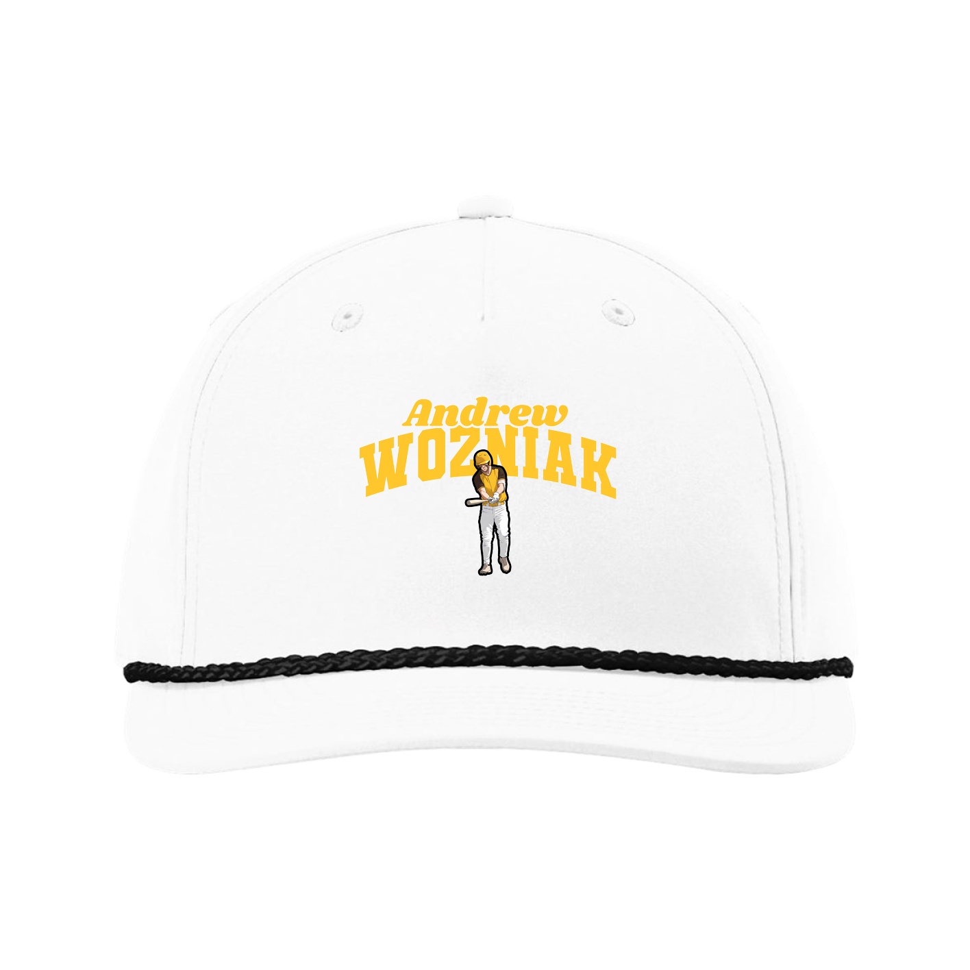 Five-Panel Classic Rope Cap — Signature Arch in White