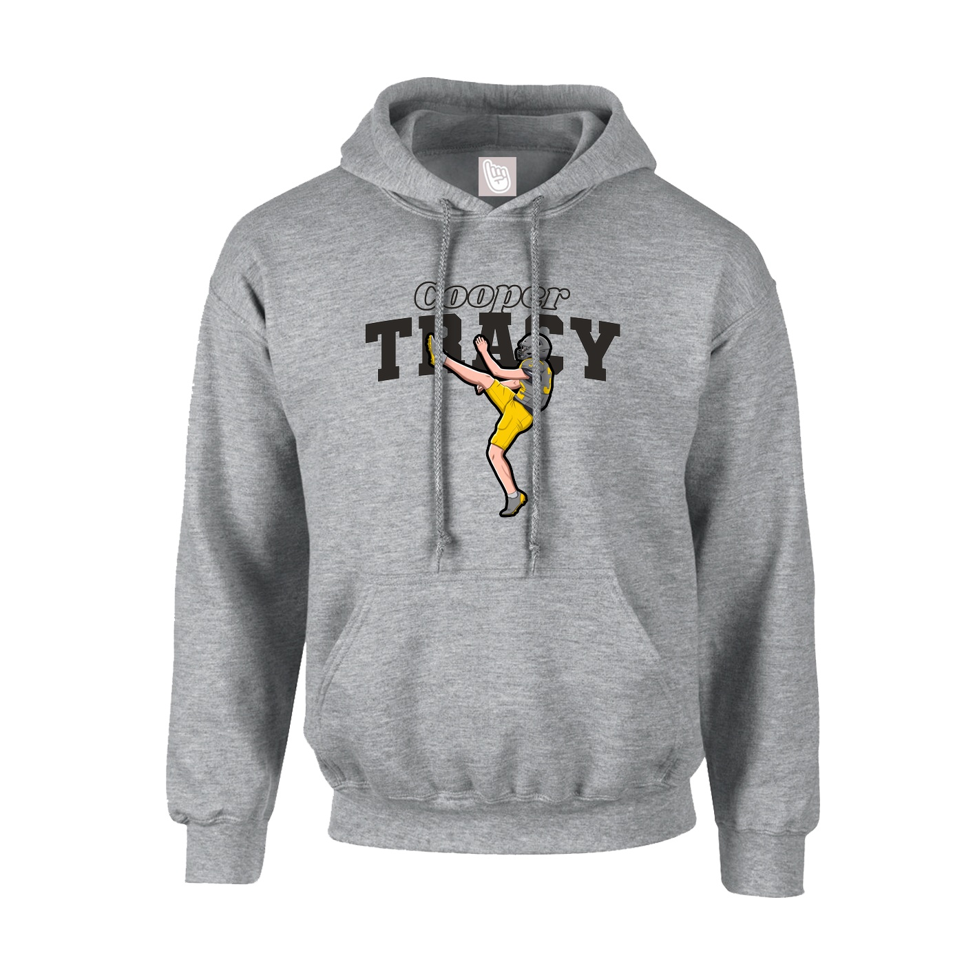 Youth Hoodie — Name Arch in Grey