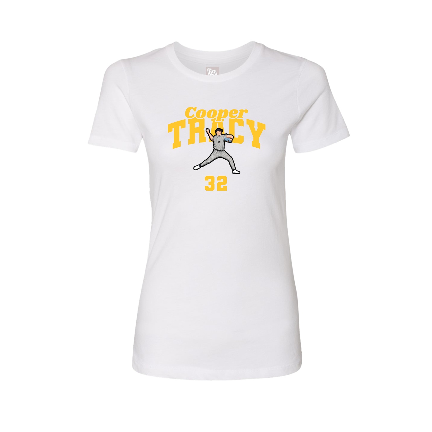 Fitted Women's Tee — Signature Arch in White