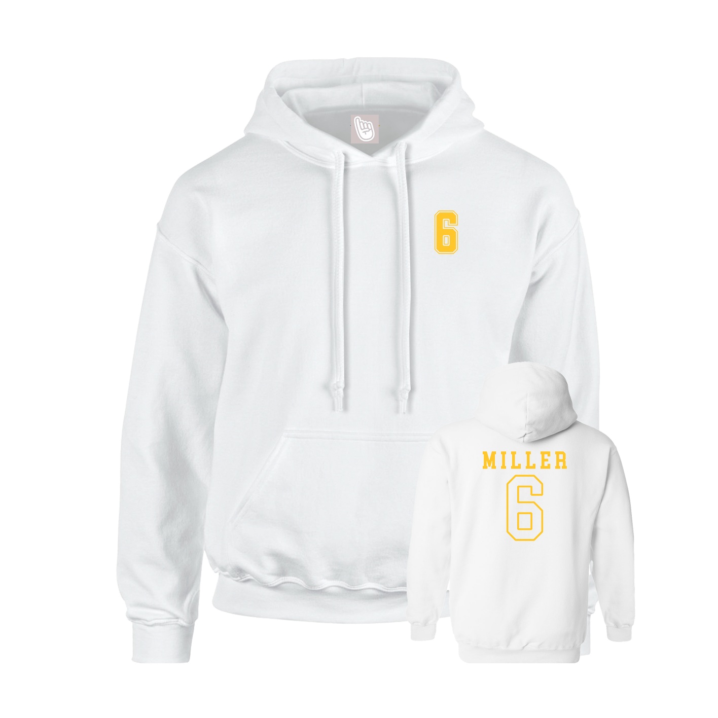 Youth Hoodie — Chest Back in White