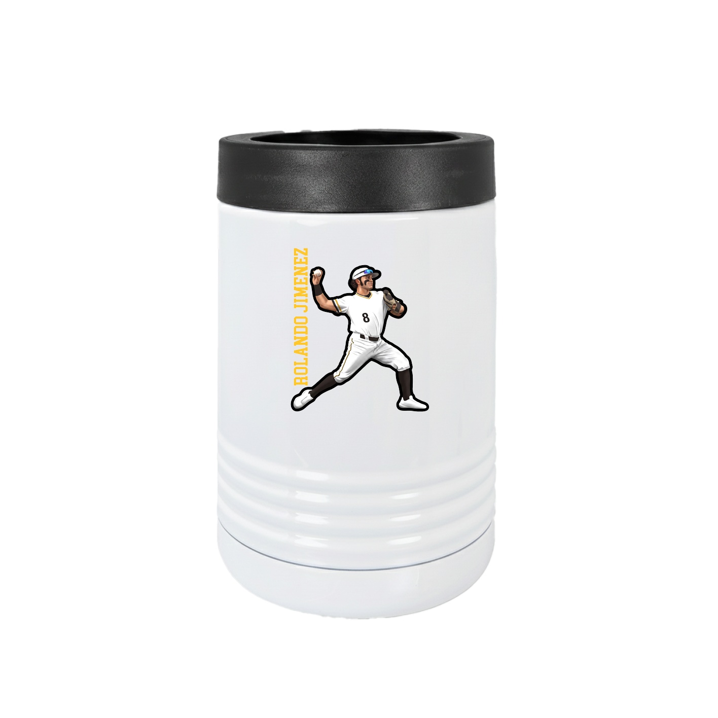 Beverage Holder — Name Vertical in White