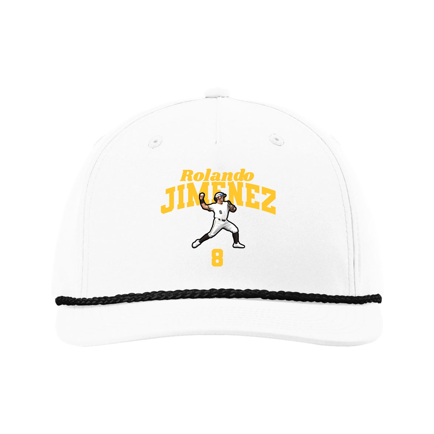 Five-Panel Classic Rope Cap — Signature Arch in White