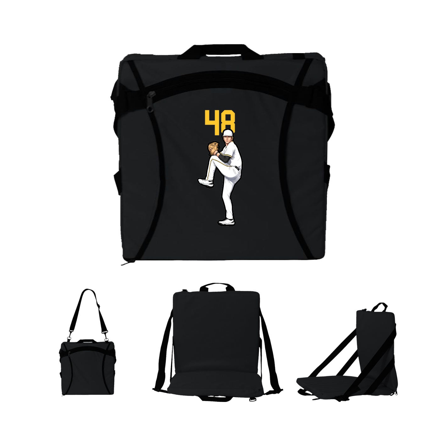 Folding Stadium Seat — Number Top in Black