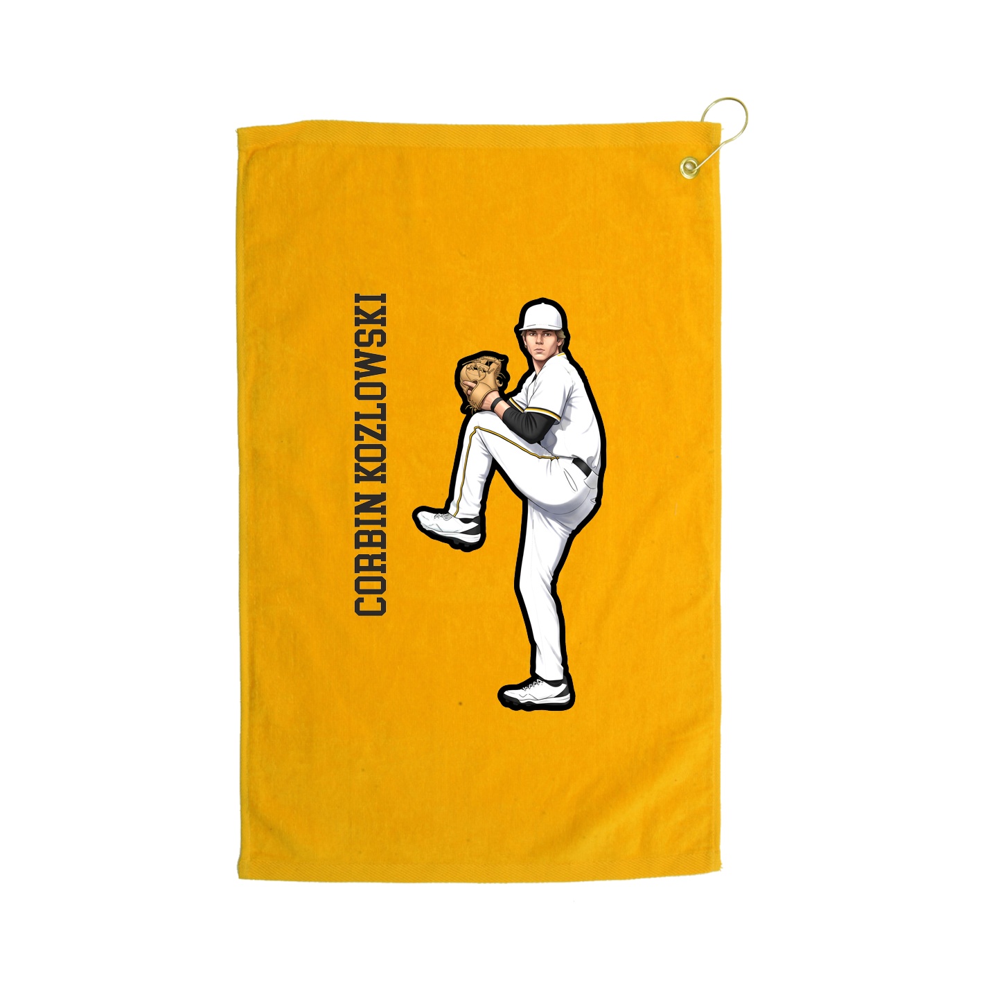 Golf Towel — Name Vertical in Gold