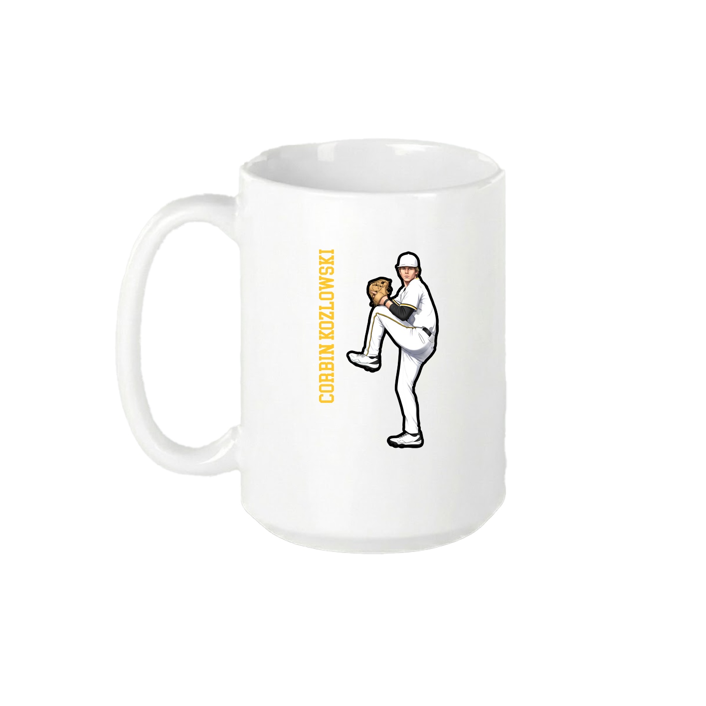 15oz Coffee Mug — Name Vertical in White