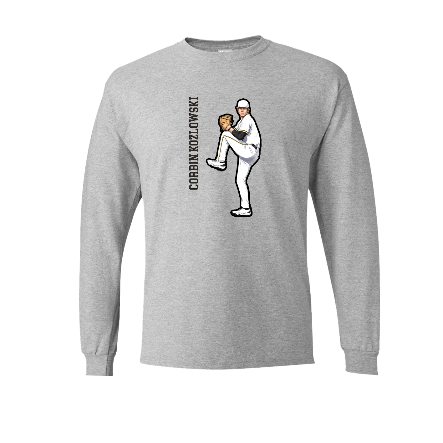Long Sleeve Tee — Name Vertical in Grey