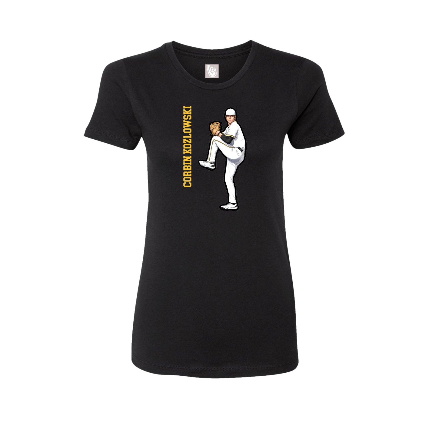 Womens Tee — Name Vertical in Black