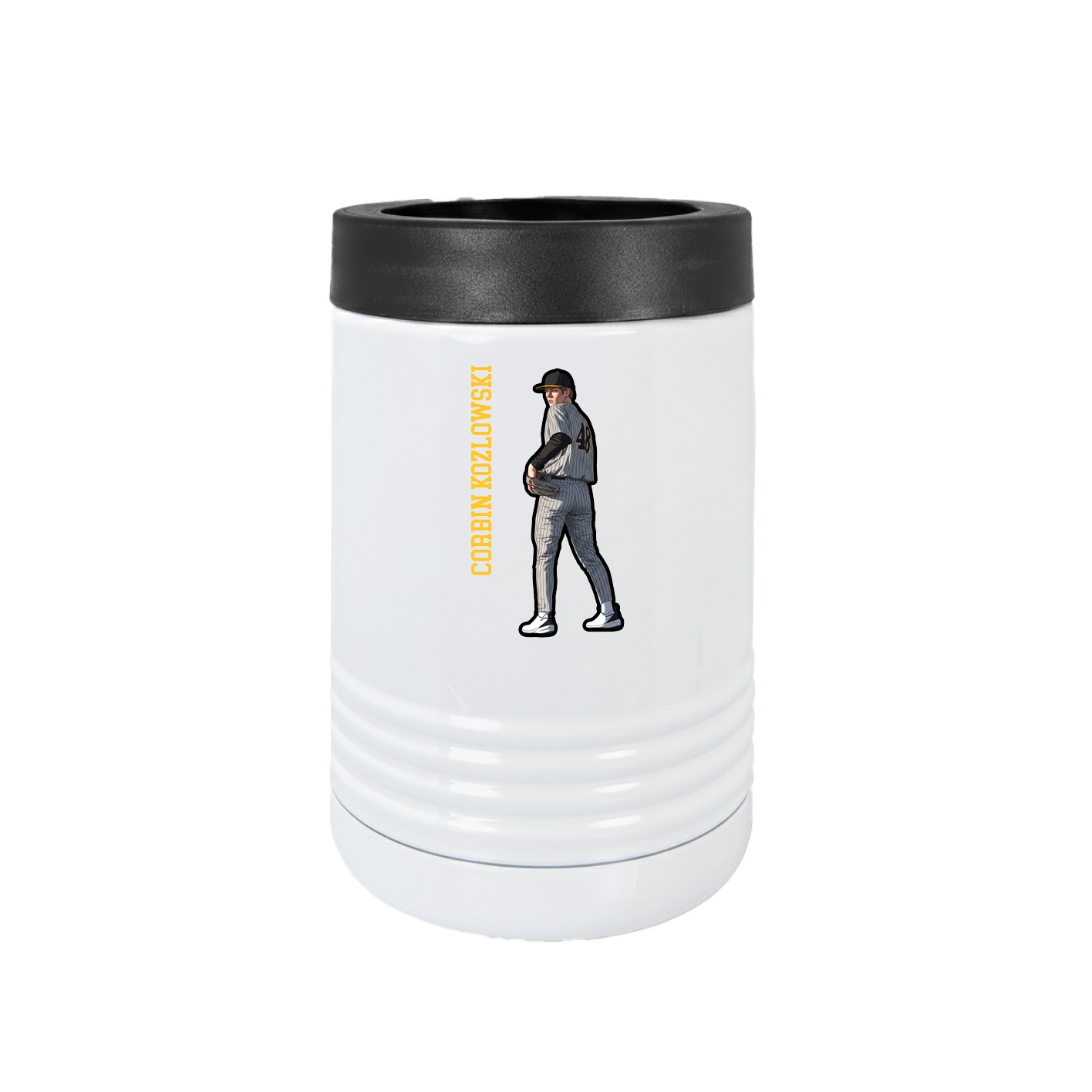 Beverage Holder — Name Vertical in White