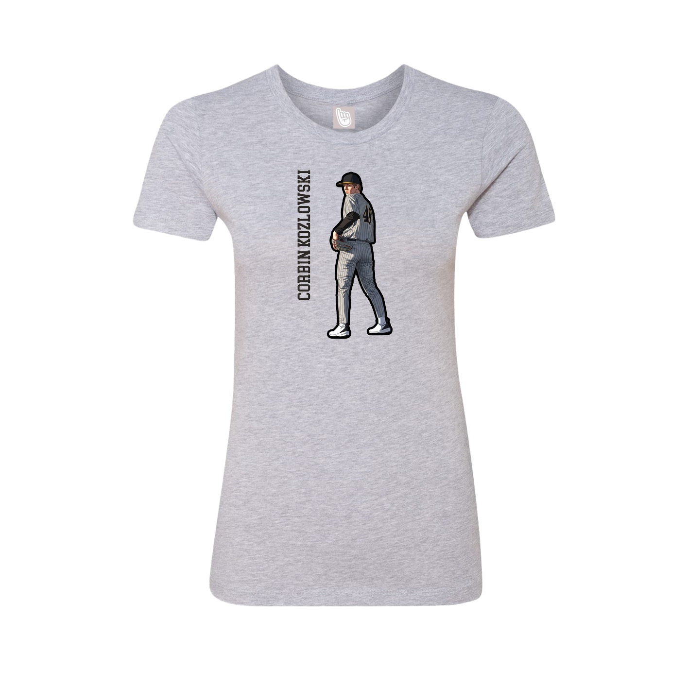 Womens Tee — Name Vertical in Grey