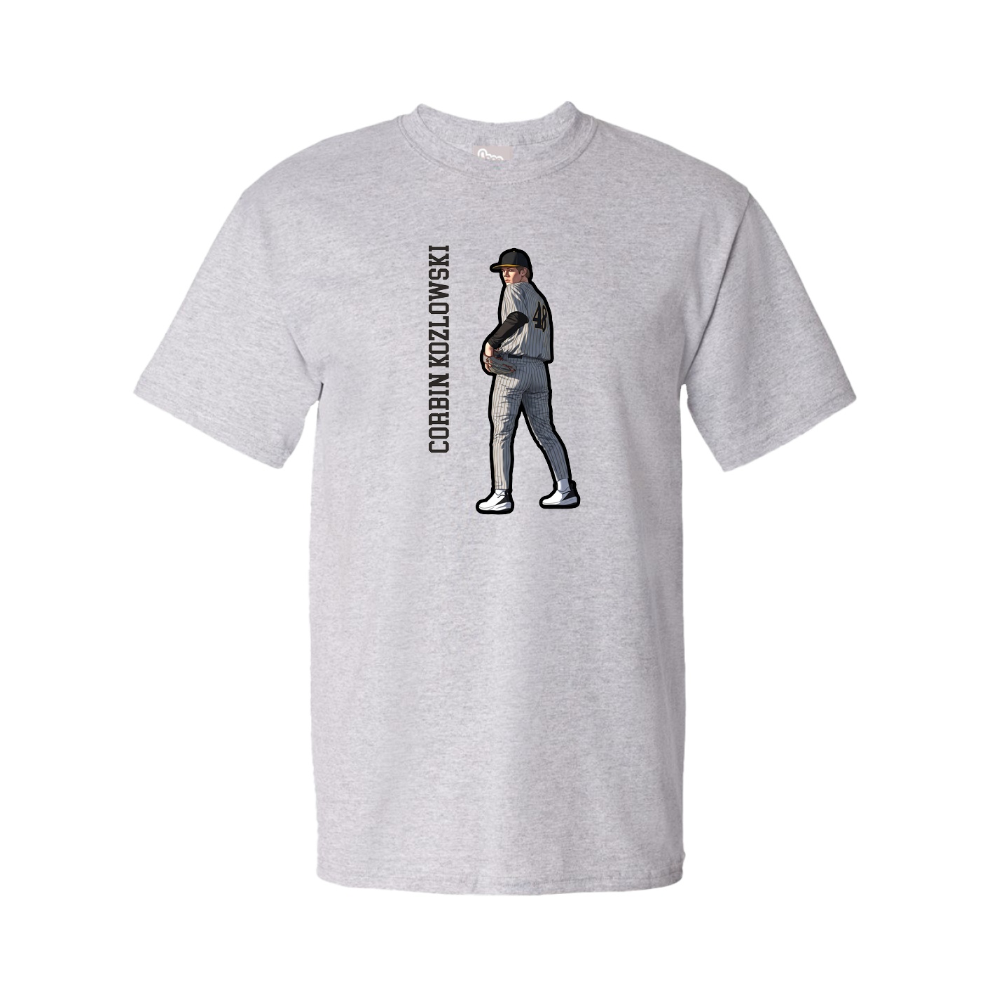 Youth Tee — Name Vertical in Grey