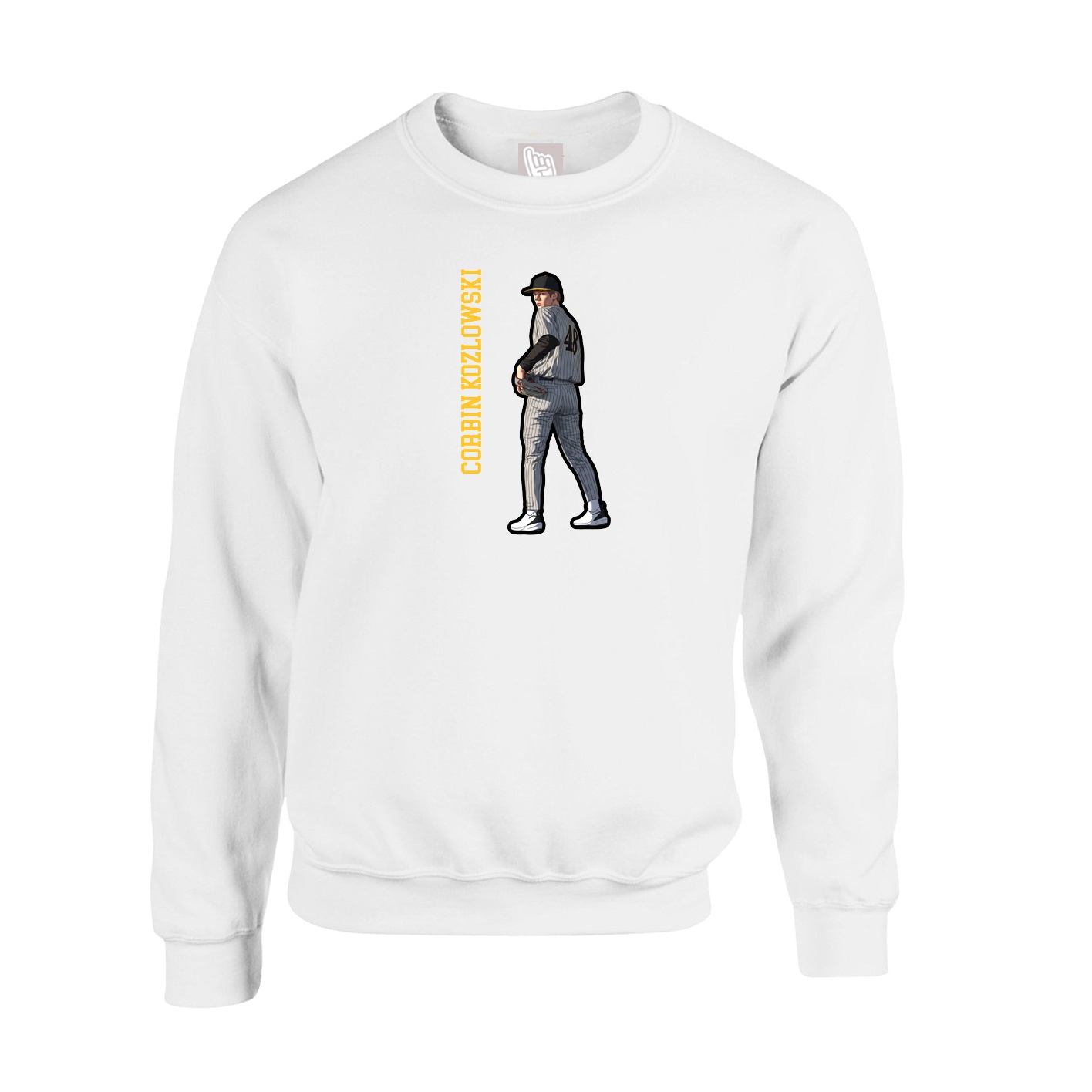 Fleece Crew — Name Vertical in White