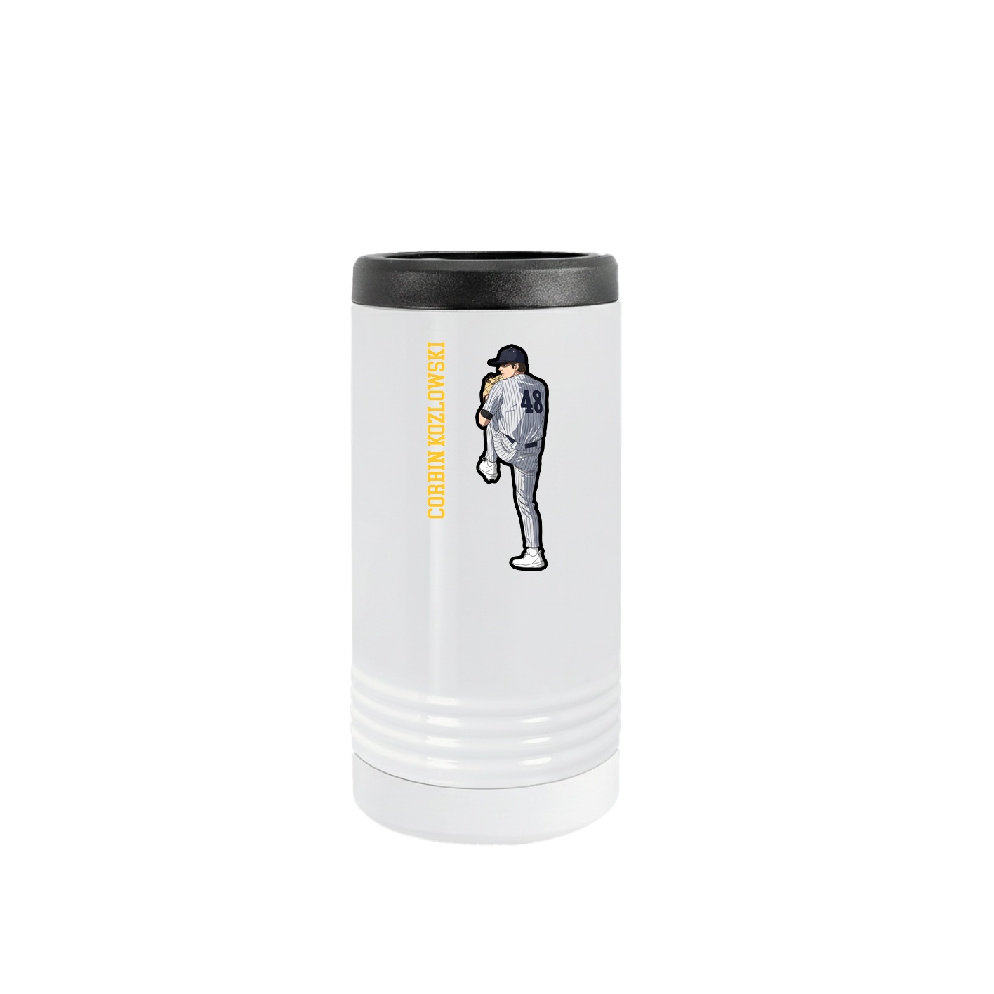 Slim Beverage Holder — Name Vertical in White