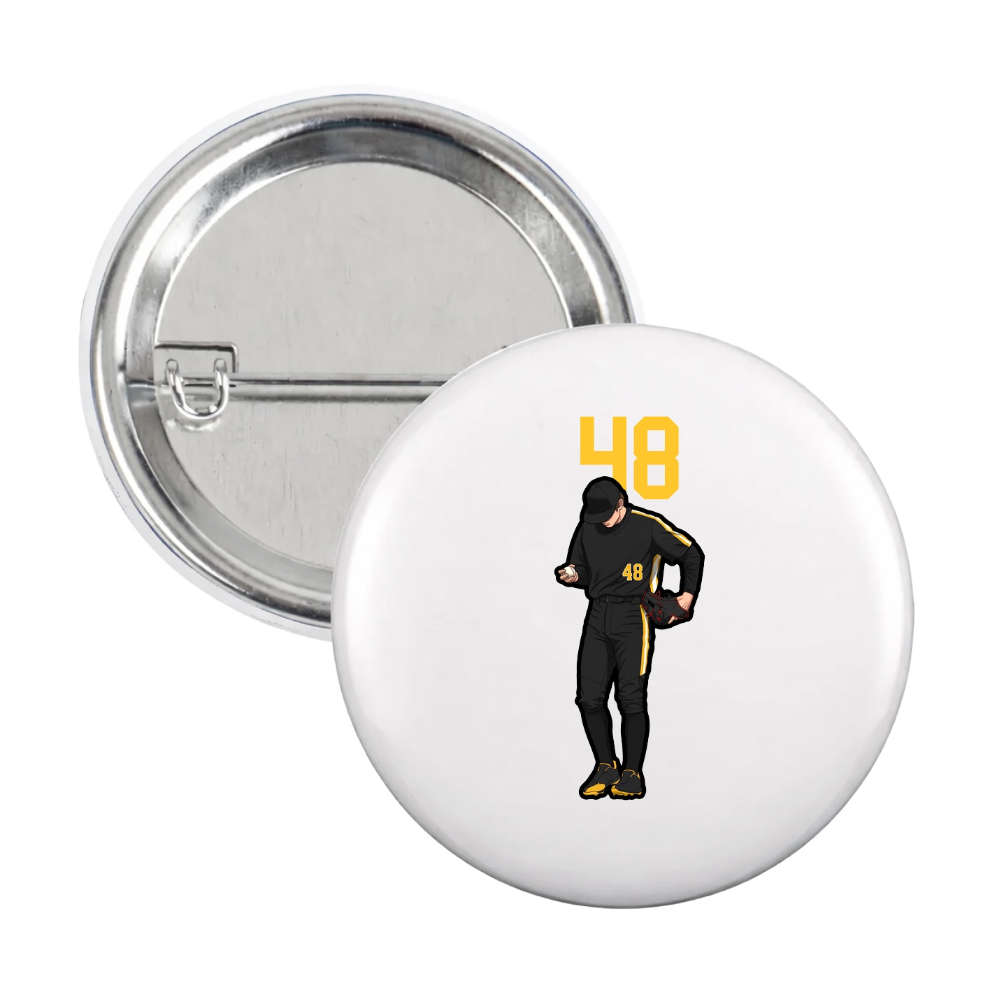 Game Day Button — Number Top in White