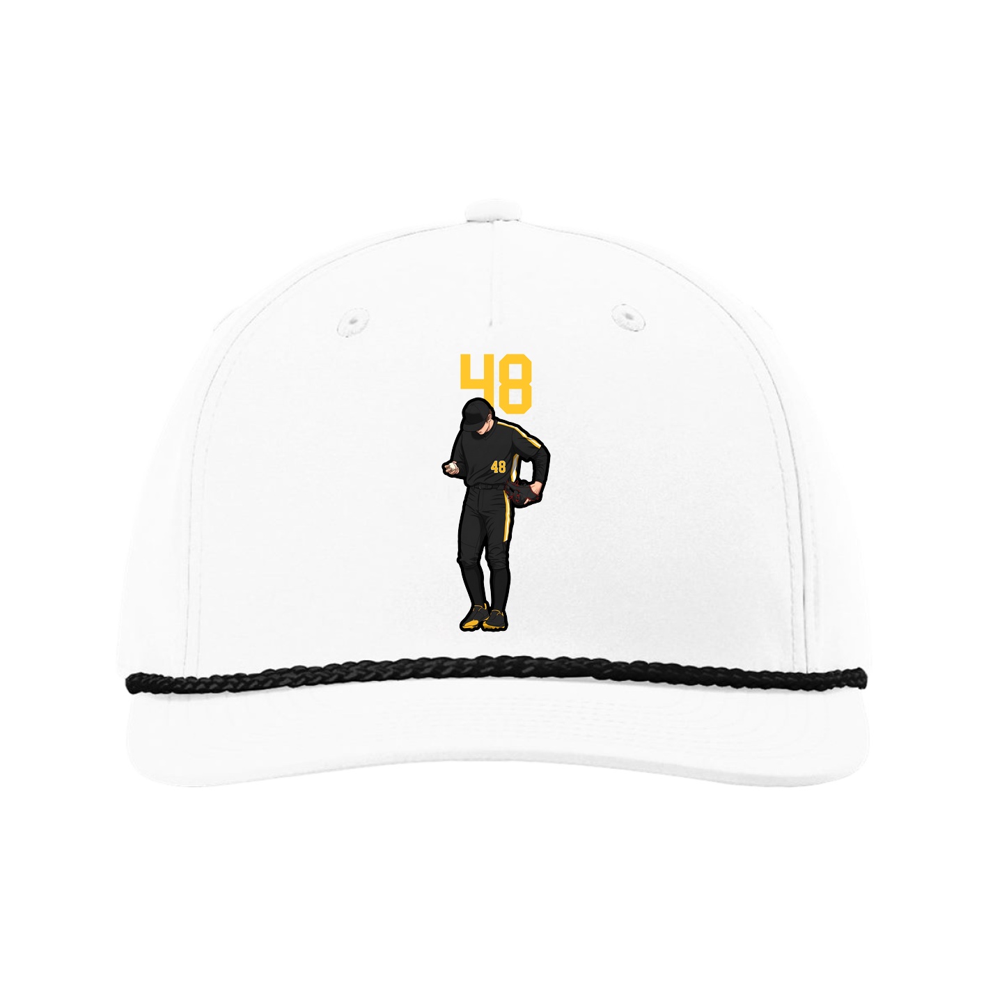 Five-Panel Classic Rope Cap — Number Top in White