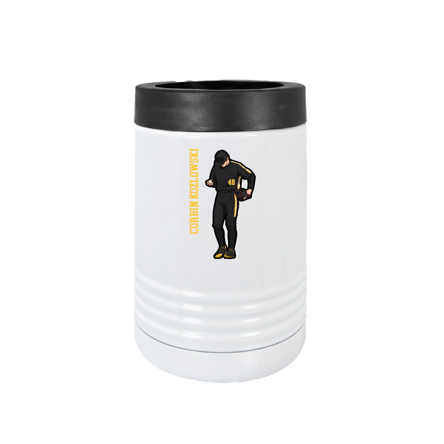 Beverage Holder — Name Vertical in White