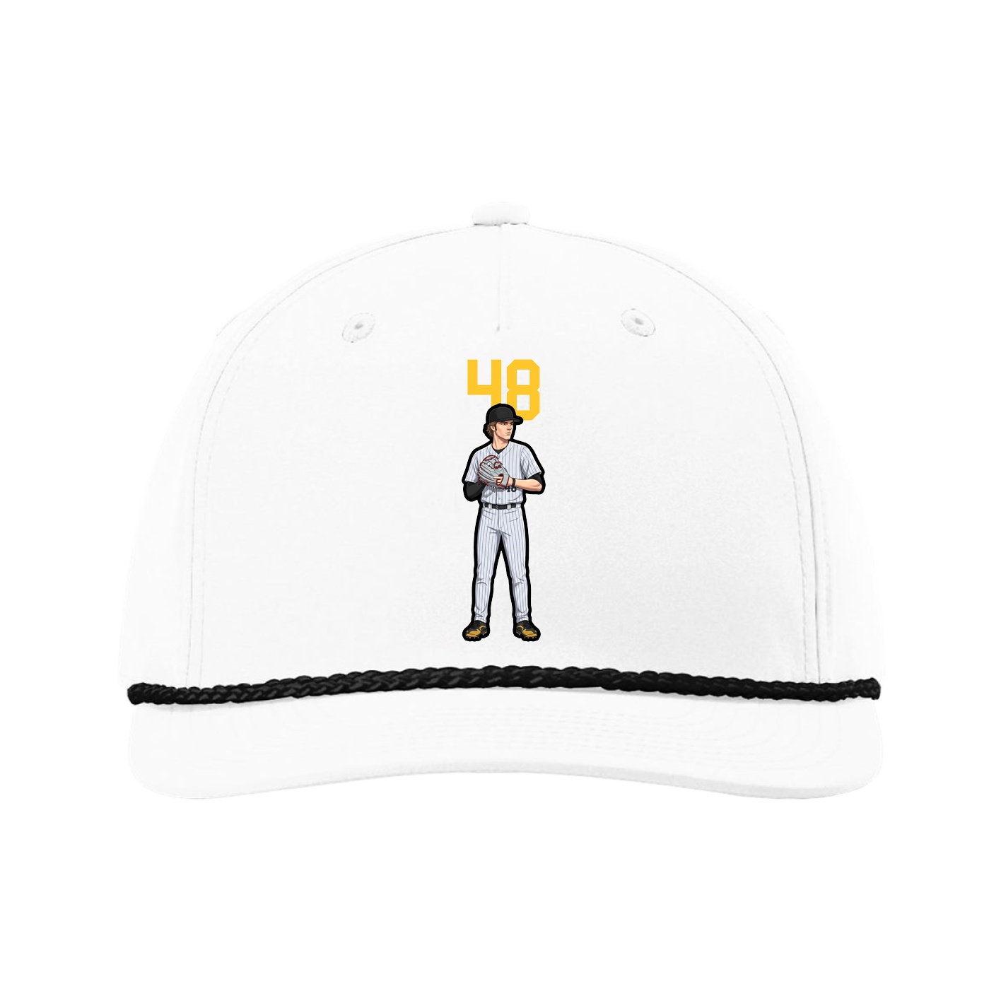 Five-Panel Classic Rope Cap — Number Top in White
