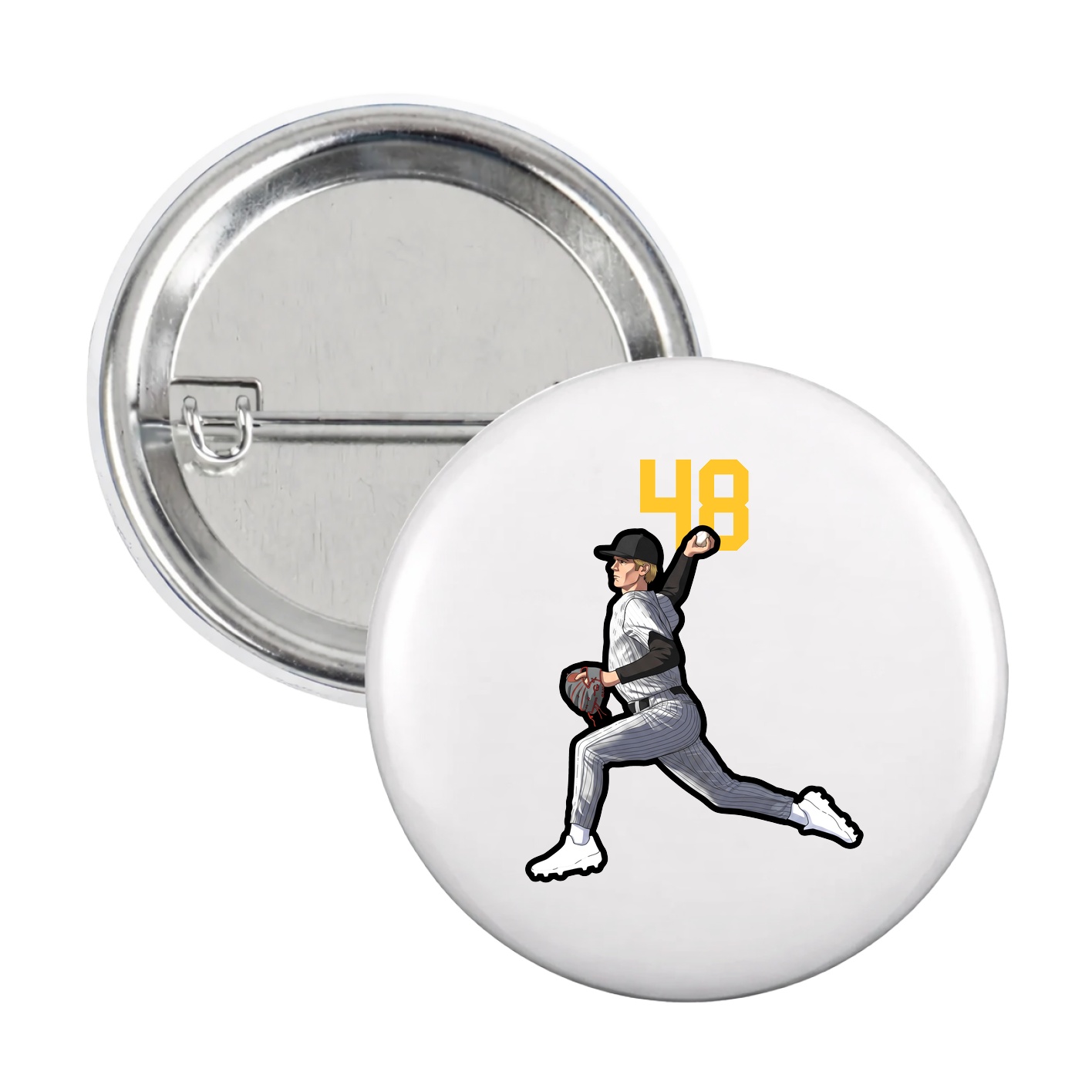 Game Day Button — Number Top in White
