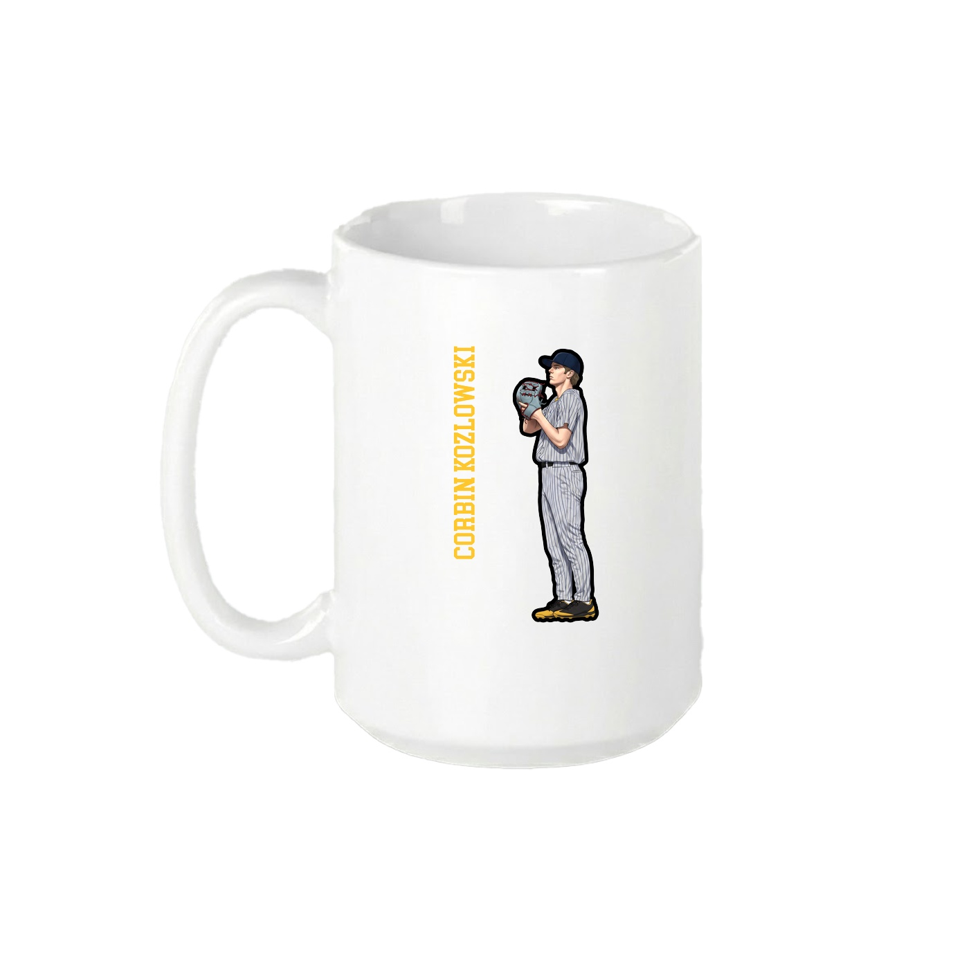 15oz Coffee Mug — Name Vertical in White