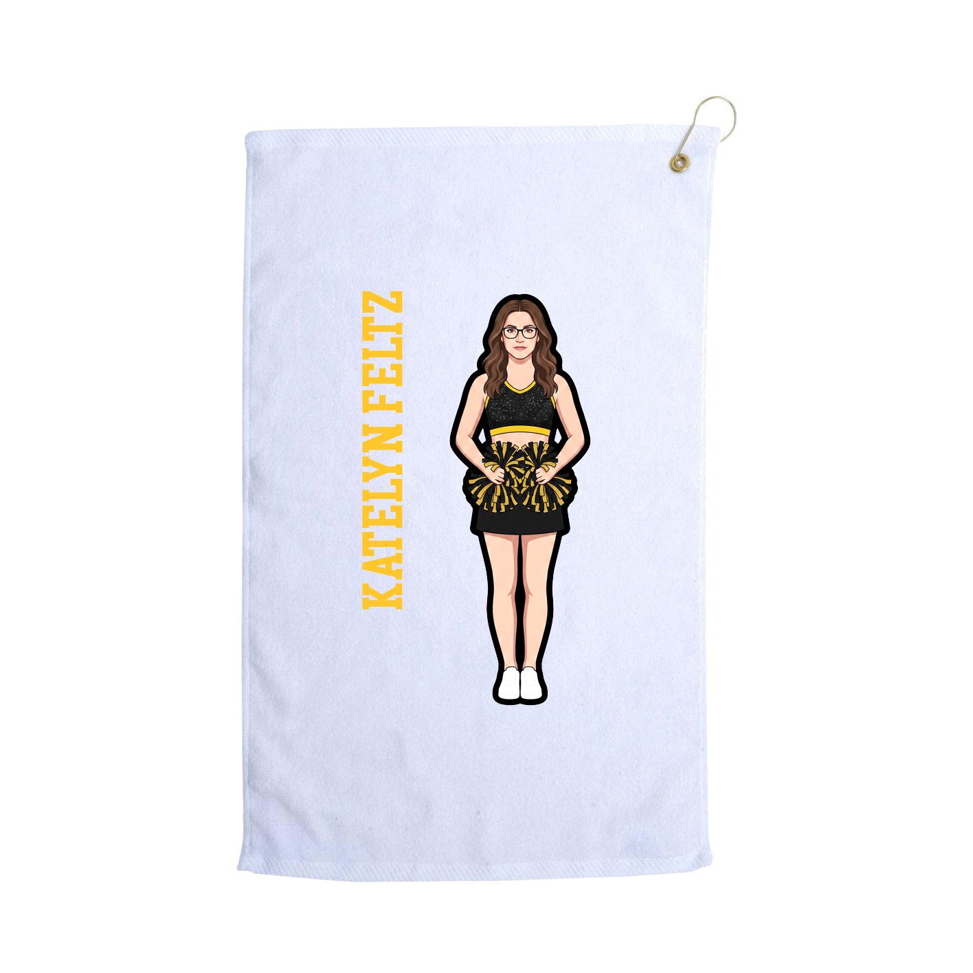 Golf Towel — Name Vertical in White